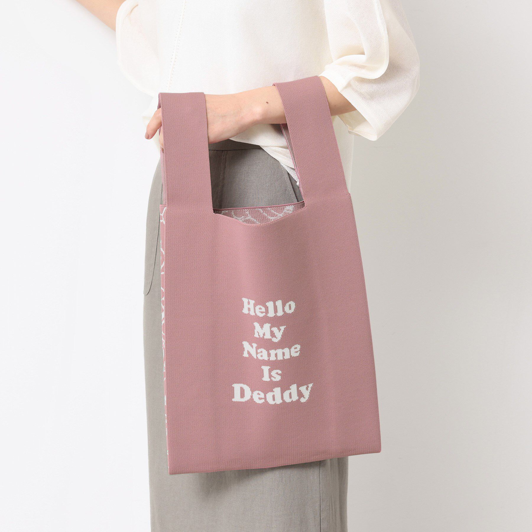 Dessin「【マシンウォッシャブル・A4収納可】Deddy ジャガードニットバッグ」|トートバッグ|ピンク(071)