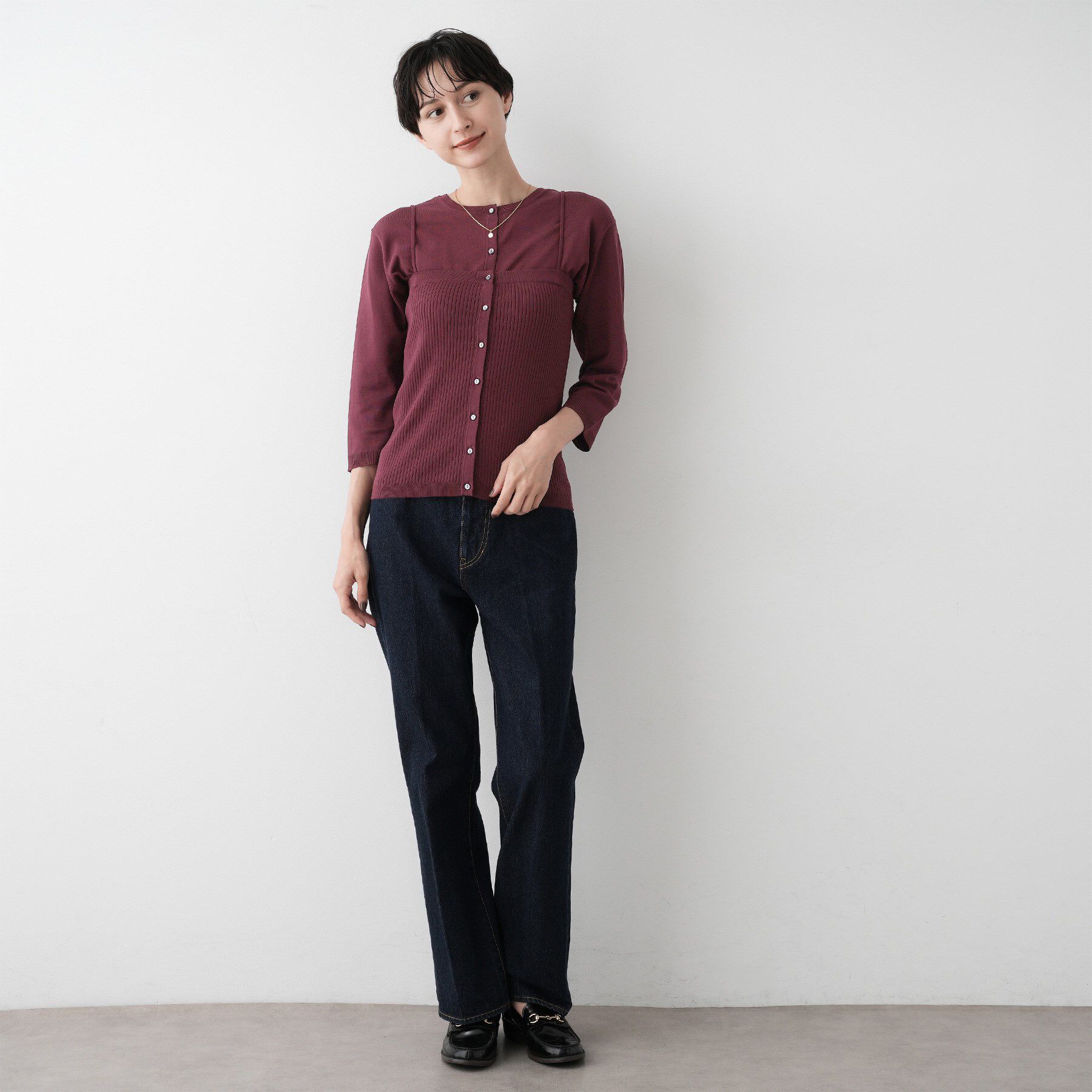 Dessin「【2点セット・洗える】2WAYカーディガン＆キャミソールアンサンブル」|その他|