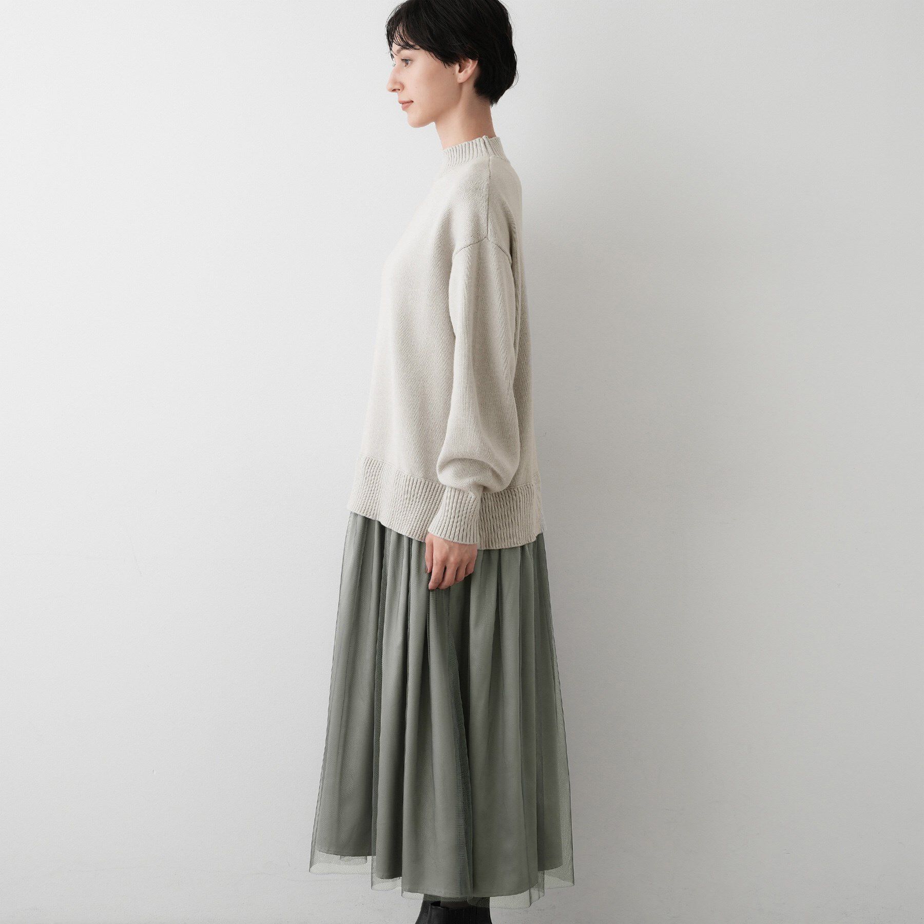 Dessin「【洗える】ニットチュールドッキングワンピース」|ワンピース|