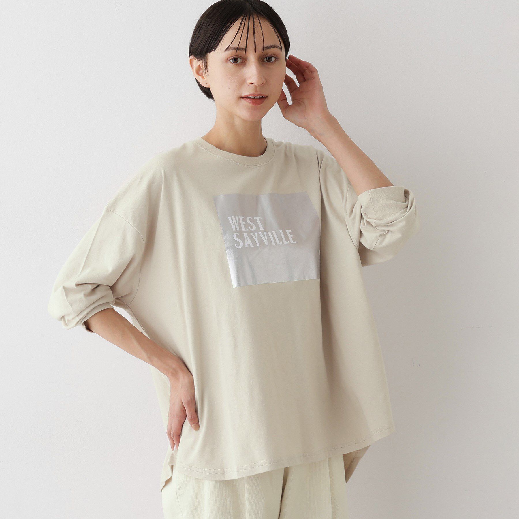 Dessin「【洗える】箔プリントロングTシャツ」|Tシャツ・カットソー|