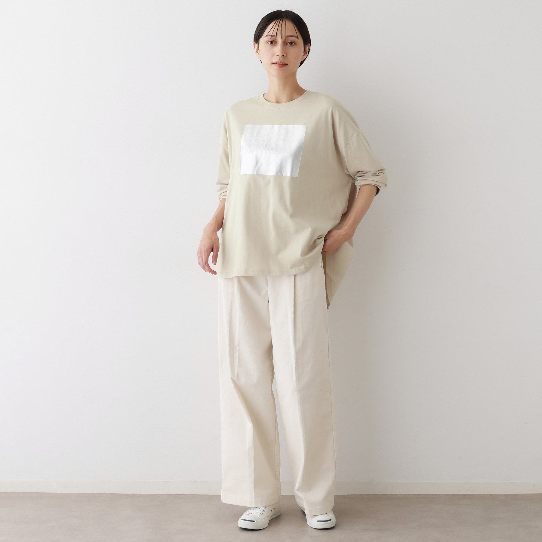 Dessin「【洗える】箔プリントロングTシャツ」|Tシャツ・カットソー|