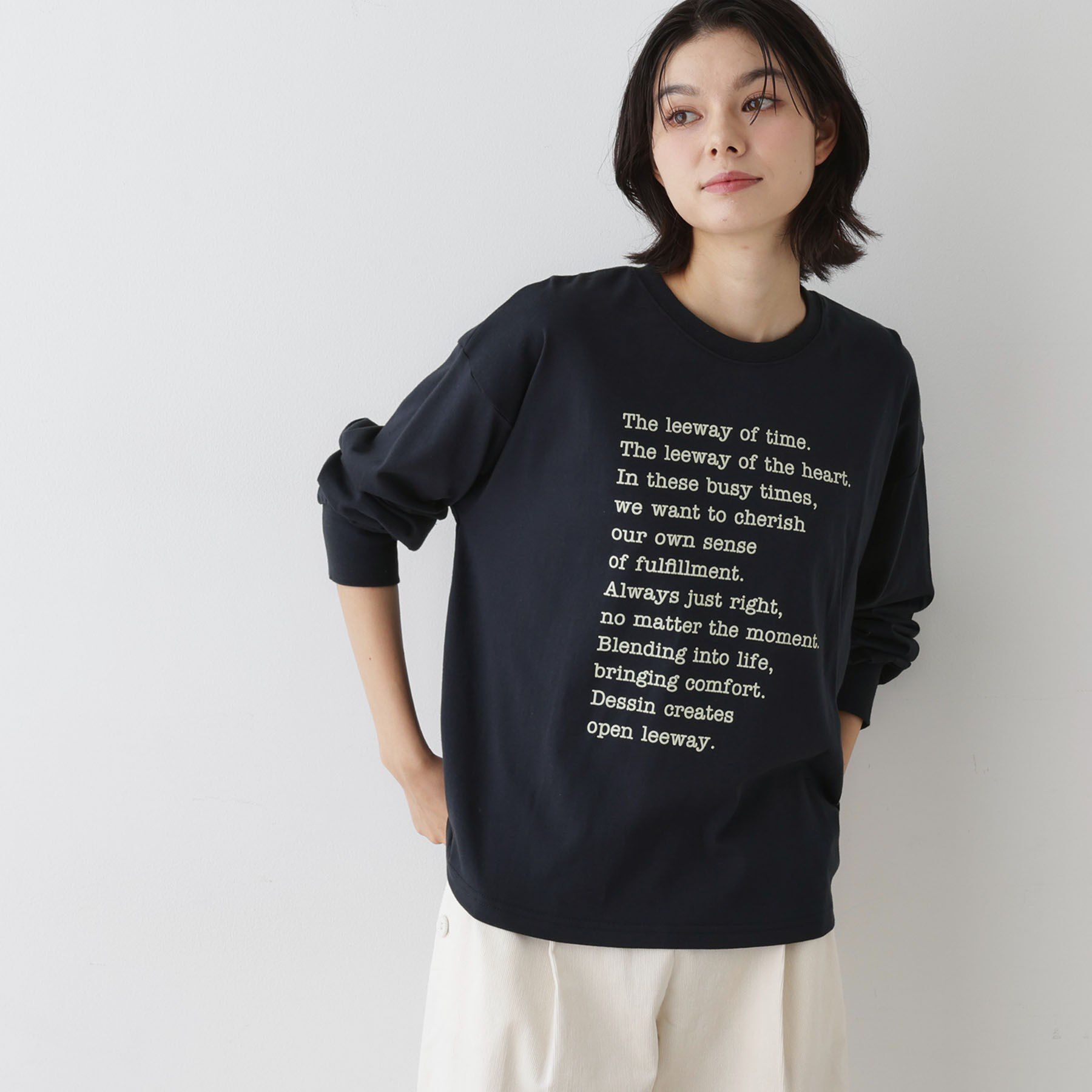 Dessin「【洗える】メッセージロゴロングスリーブTシャツ」|Tシャツ・カットソー|