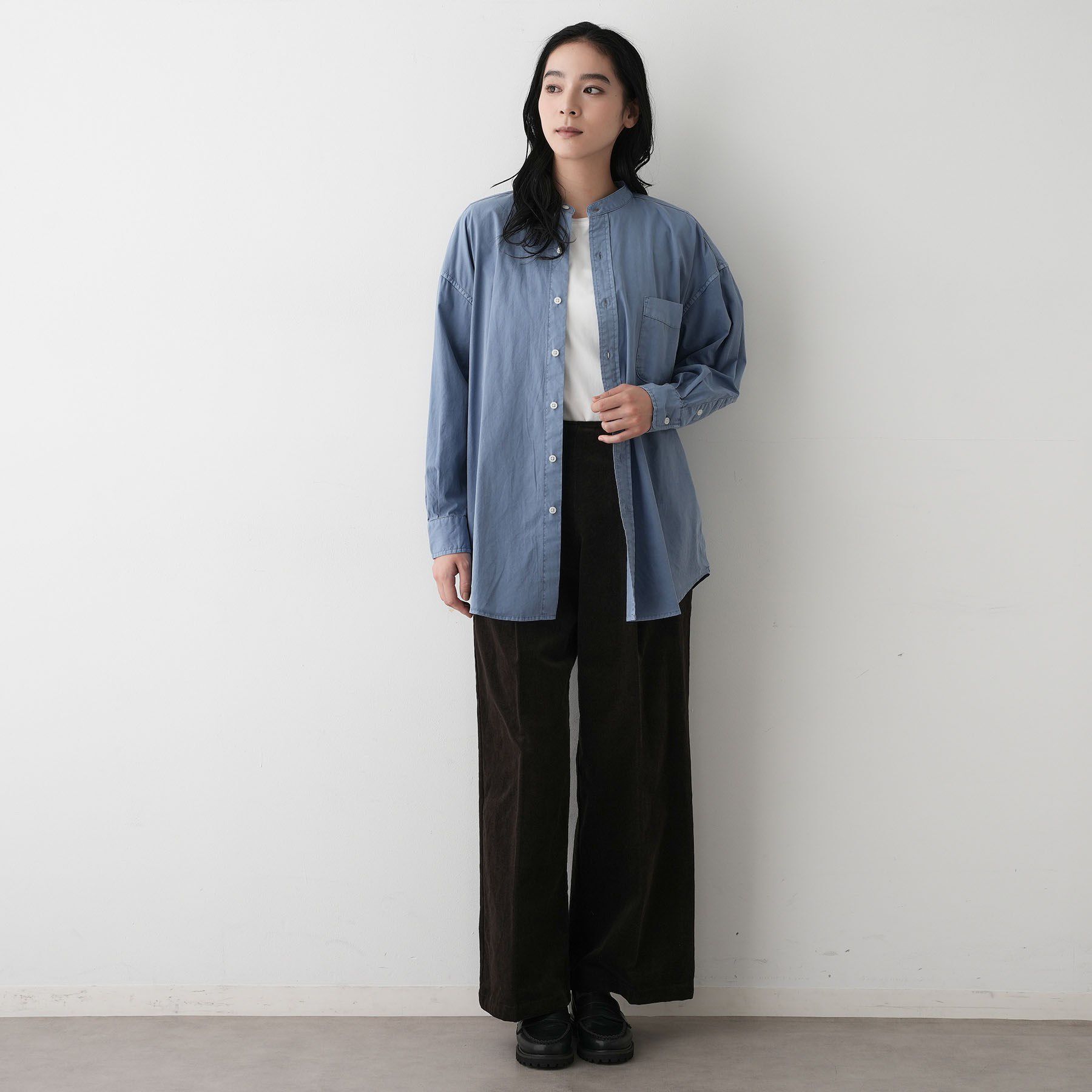 Dessin「【洗える】ピグメントバンドカラーシャツ」|シャツ・ブラウス|