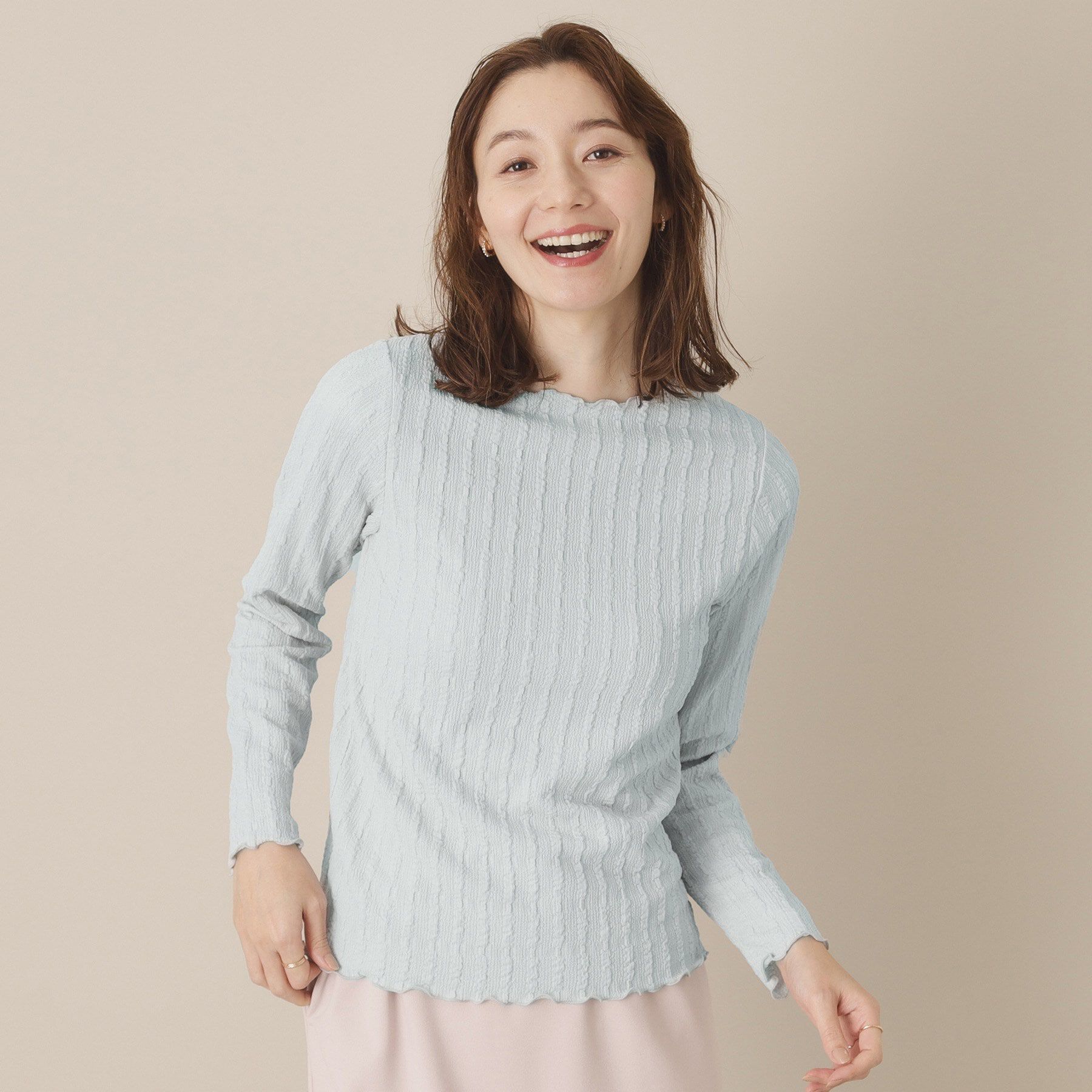 ITS&rsquo;DEMO「【手洗い可】ふくれジャカードプルオーバー」|Tシャツ・カットソー|サックスブルー(09