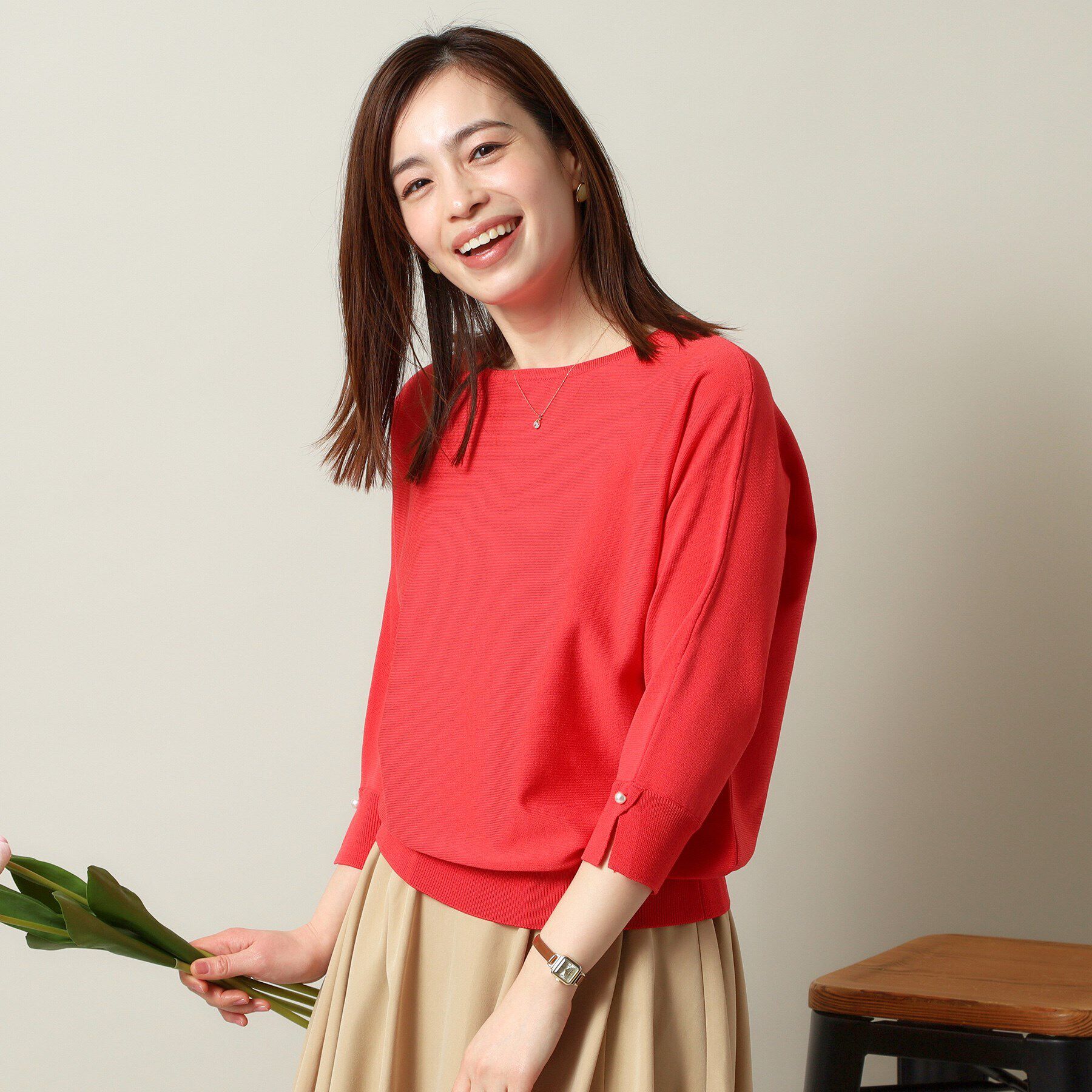 ITS&rsquo;DEMO「【縮みに強い／洗濯機OK】ボートネック天竺ドルマンニット」|ニット・セーター|