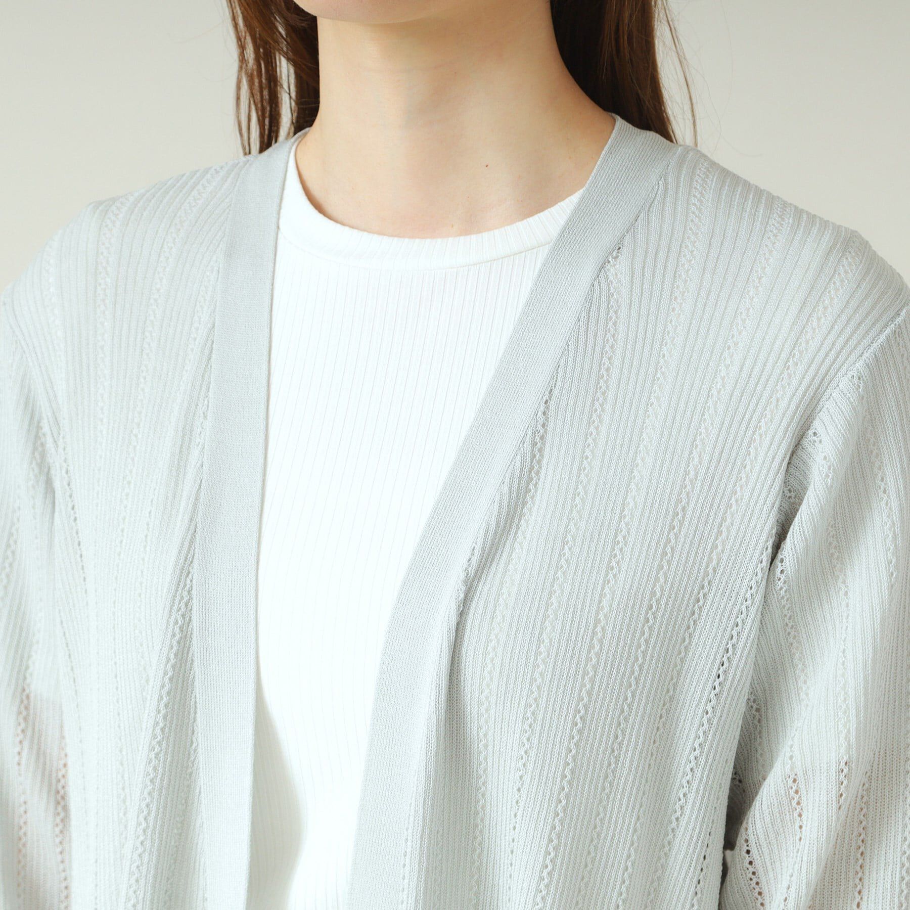 ITS&rsquo;DEMO「【手洗い可】透かし編み着流しカーデ」|カーディガン|