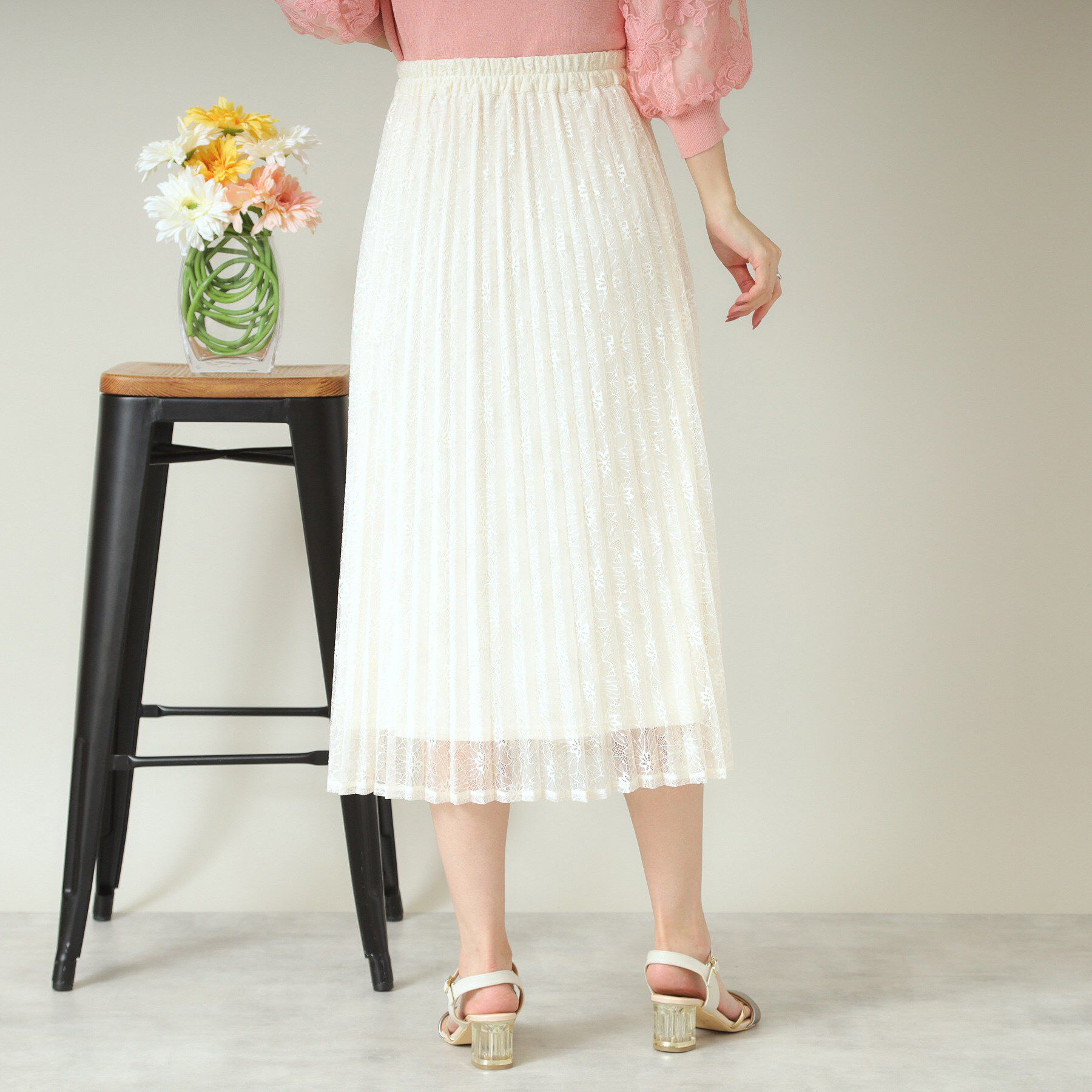 ITS&rsquo;DEMO「【ウエストゴム／手洗い可】レースプリーツスカート」|スカート|