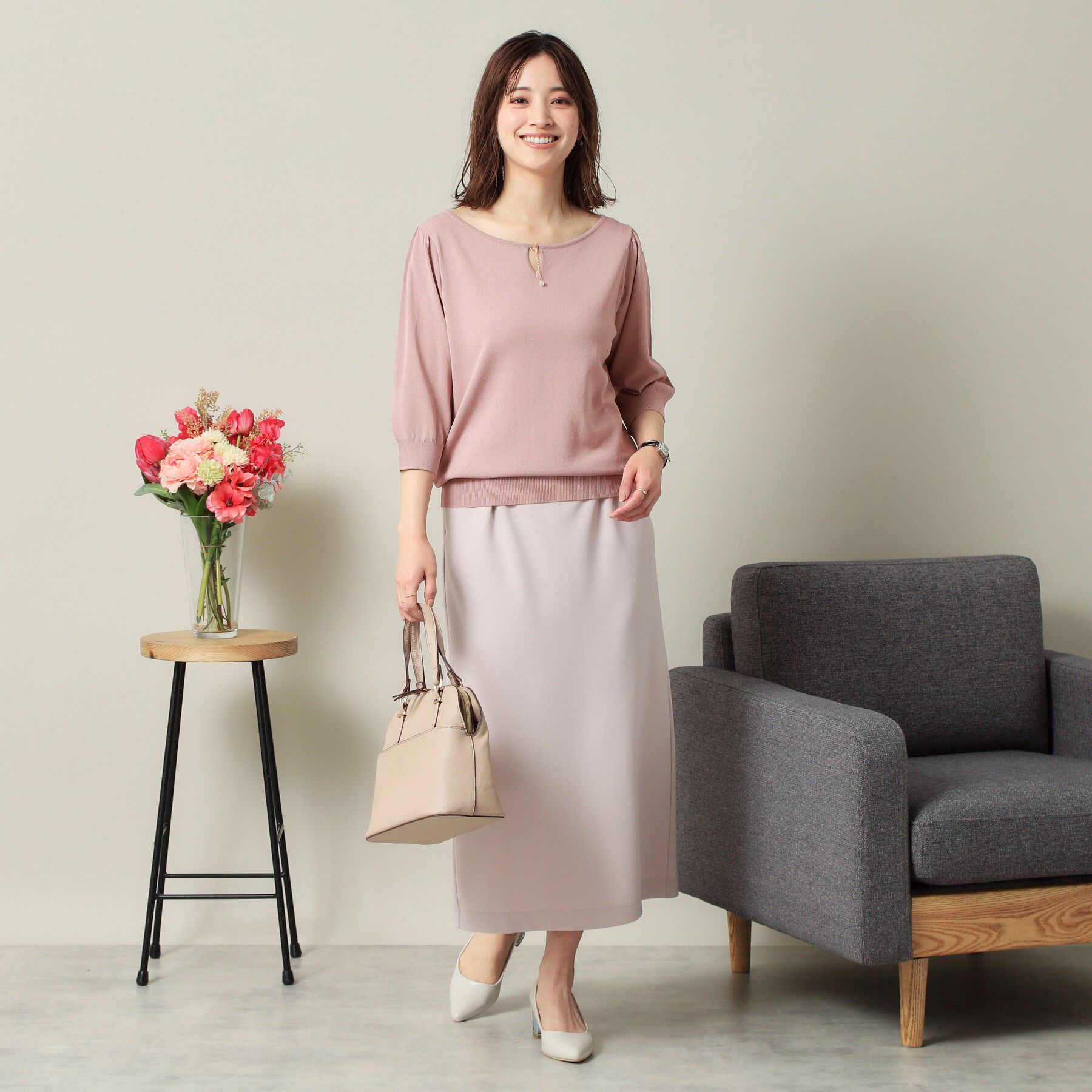 ITS&rsquo;DEMO「【UVケア／接触冷感／アンチピリング／洗濯機OK】キーネックニット」|ニット・セーター|