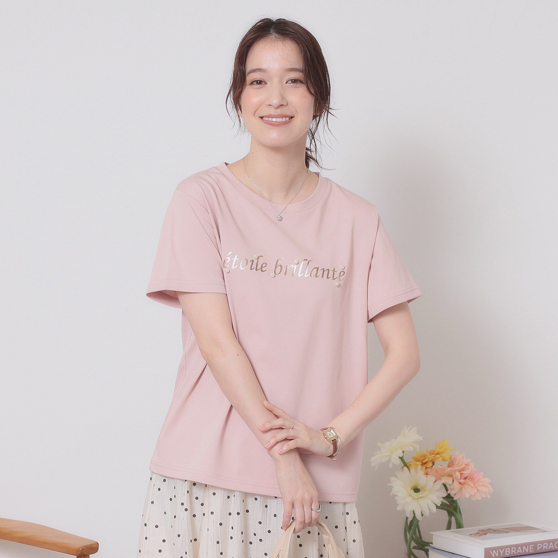ITS&rsquo;DEMO「【手洗い可】箔ロゴプリントTシャツ」|Tシャツ・カットソー|ピンク(071)