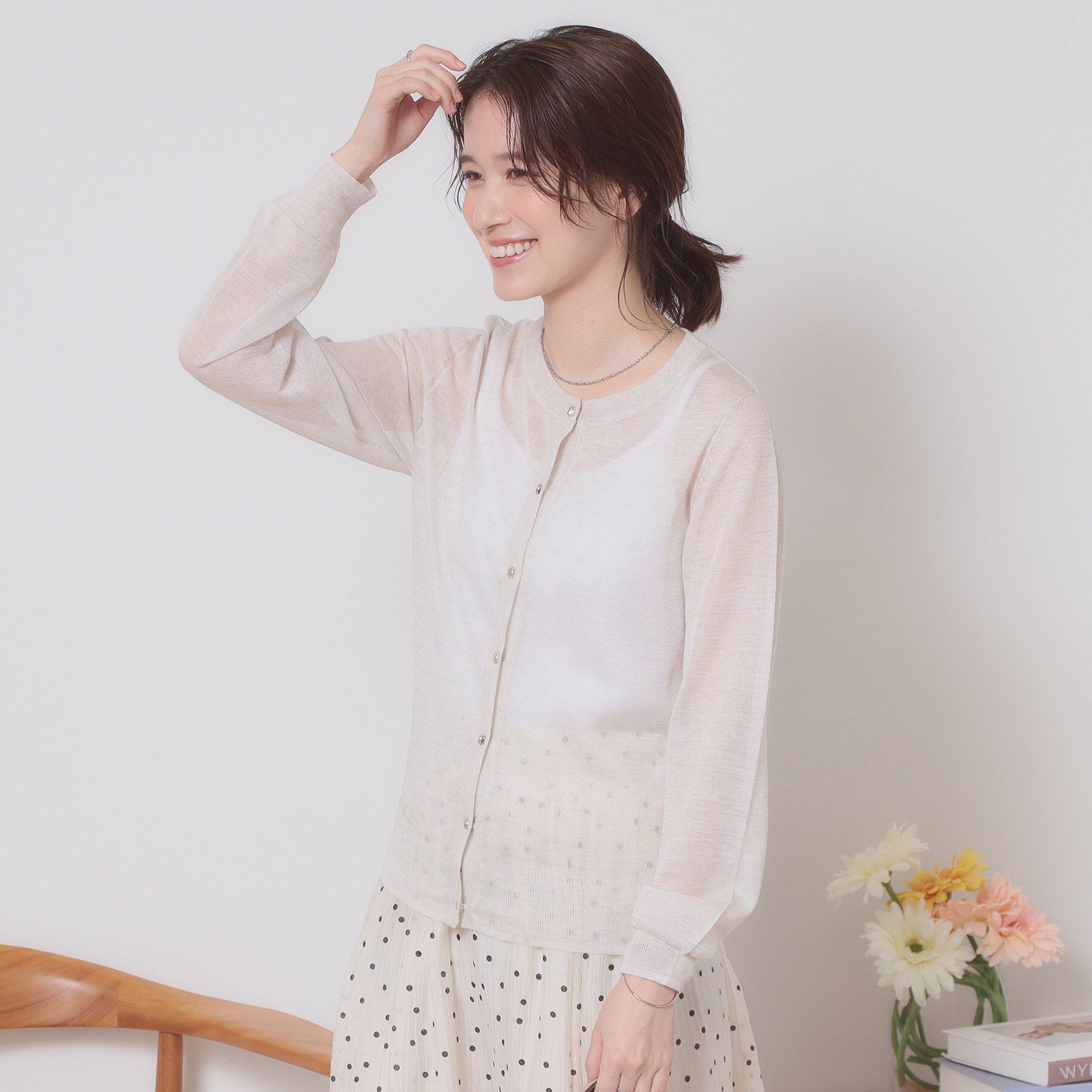 ITS&rsquo;DEMO「【定番人気／手洗い可／M・L展開】ラメクルーカーデ」|カーディガン|