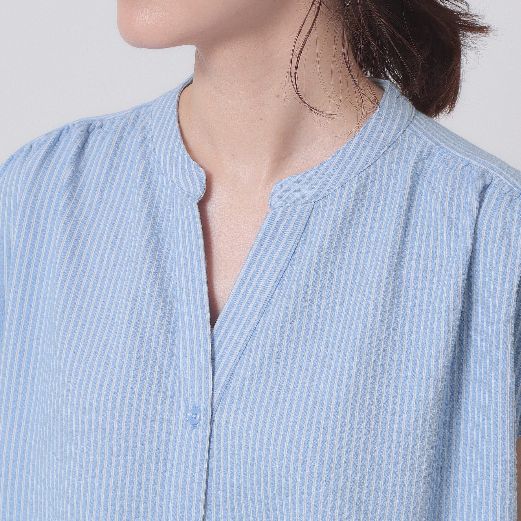 ITS&rsquo;DEMO「【洗濯機OK／洗濯後しわになりにくい】カットサッカー前開きワンピース」|ワンピース|