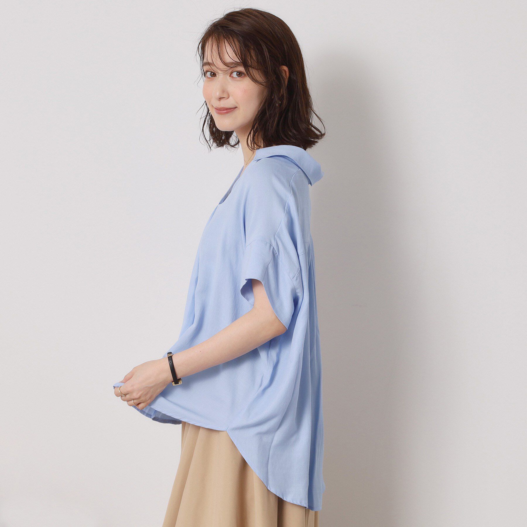 ITS&rsquo;DEMO「【接触冷感／手洗い可】強撚スラブスキッパーブラウス」|シャツ・ブラウス|