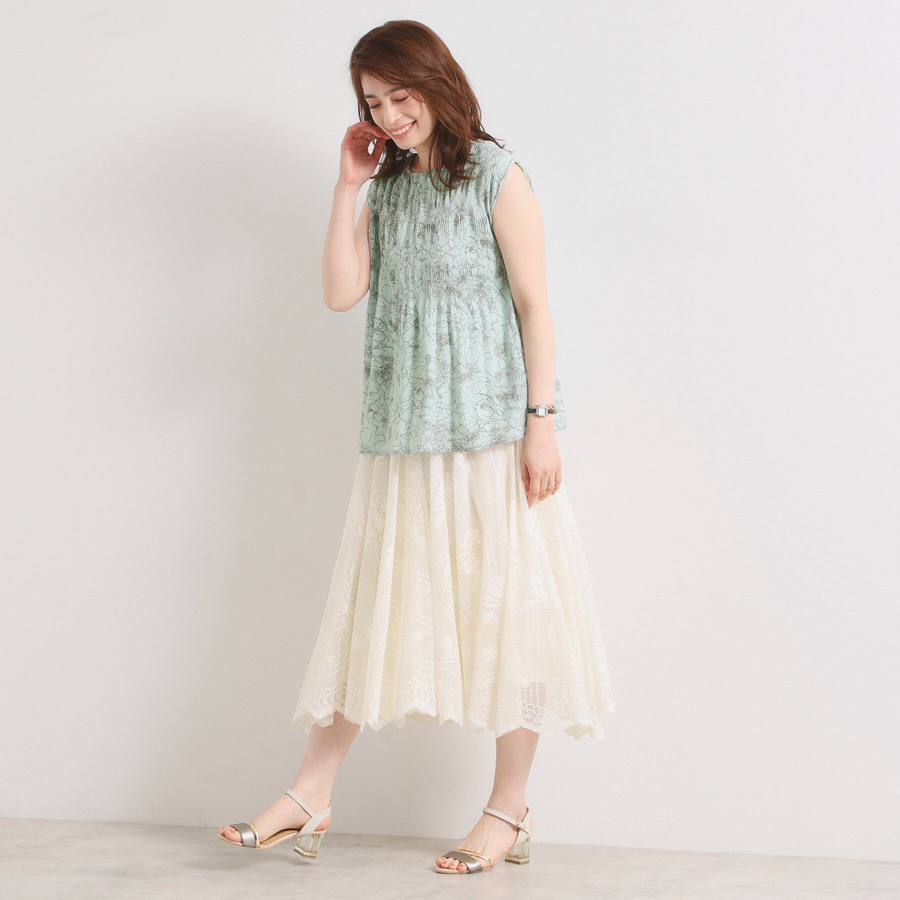 ITS&rsquo;DEMO「【手洗い可】花柄プリーツブラウス」|シャツ・ブラウス|