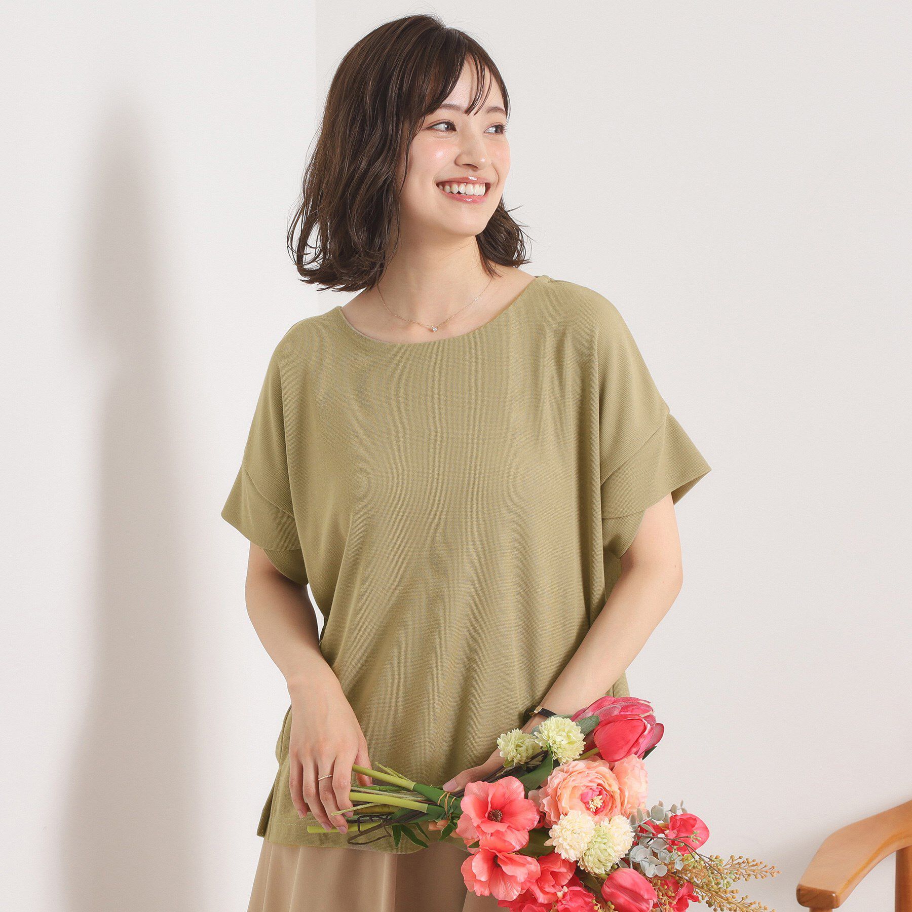 ITS&rsquo;DEMO「【接触冷感／吸水速乾／洗濯機OK】サカリバ袖タックプルオーバー」|Tシャツ・カットソー|