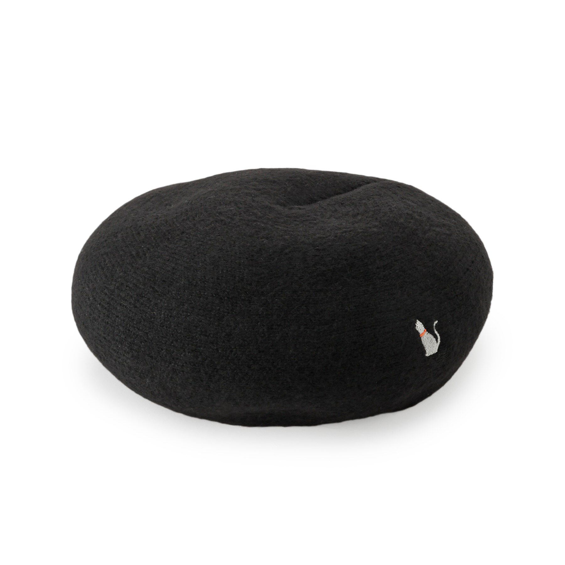 ITS&rsquo;DEMO「【手洗い可】猫刺繍サーモベレー帽」|ハンチング・ベレー帽|ブラック(019)