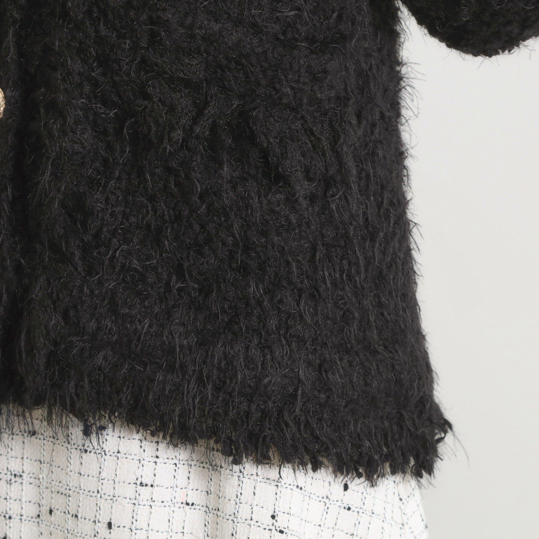 ITS&rsquo;DEMO「ファンシーヤーンニットジャケット」|ノーカラージャケット|