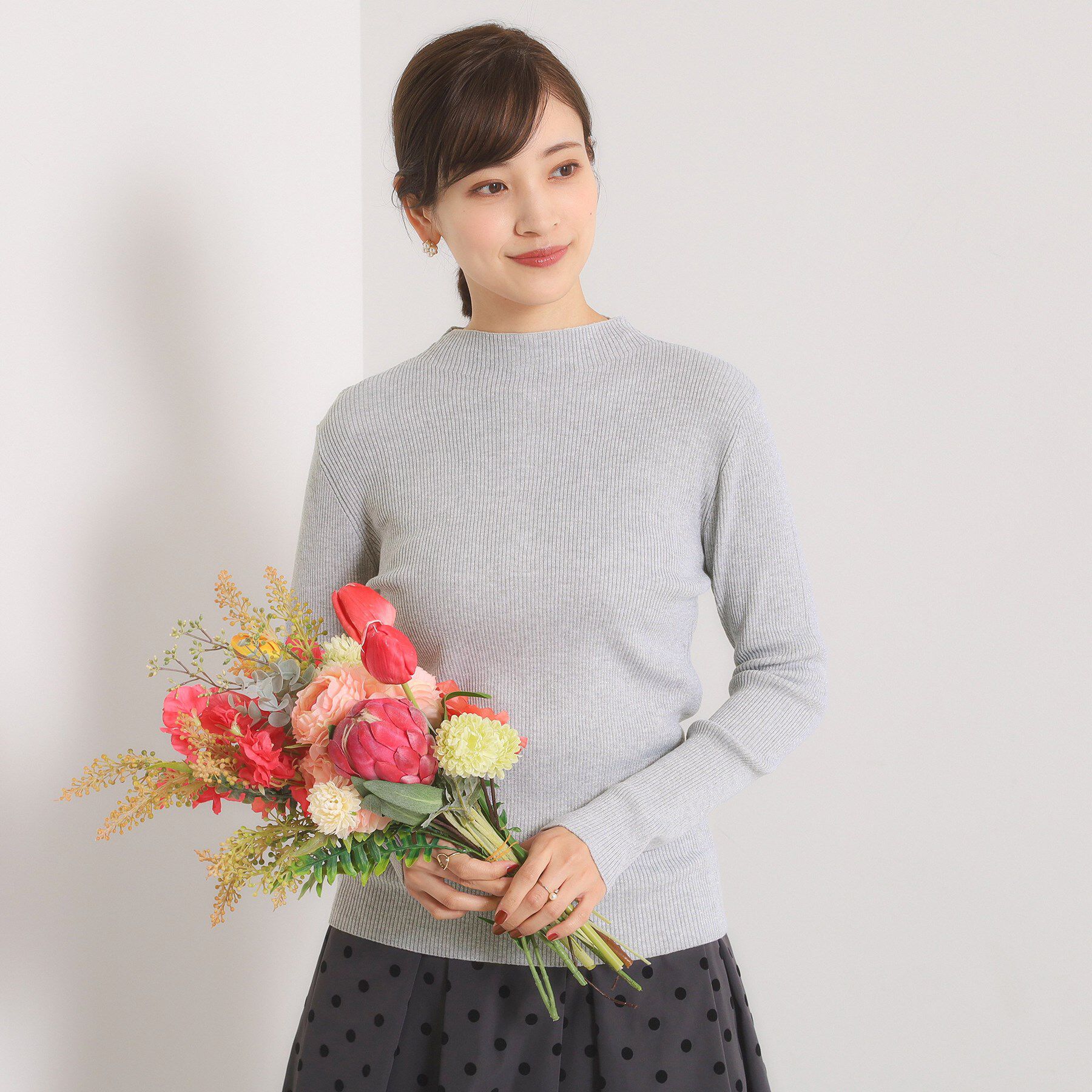 ITS&rsquo;DEMO「【手洗い可】ラメリブボトルネックニット」|ニット・セーター|ライトグレー(011