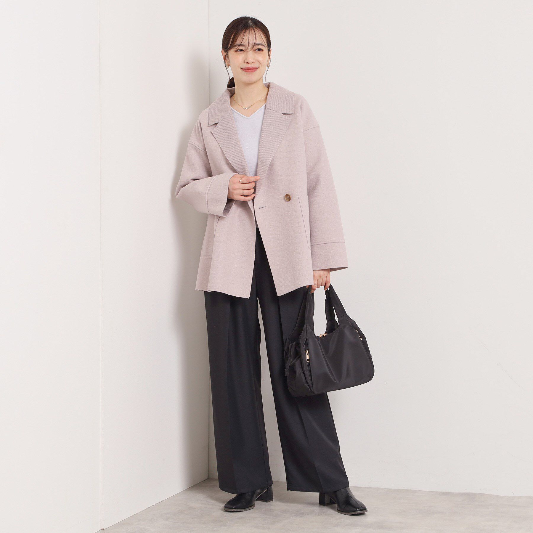 ITS&rsquo;DEMO「裏リブミディ丈ダブルコート」|チェスターコート|