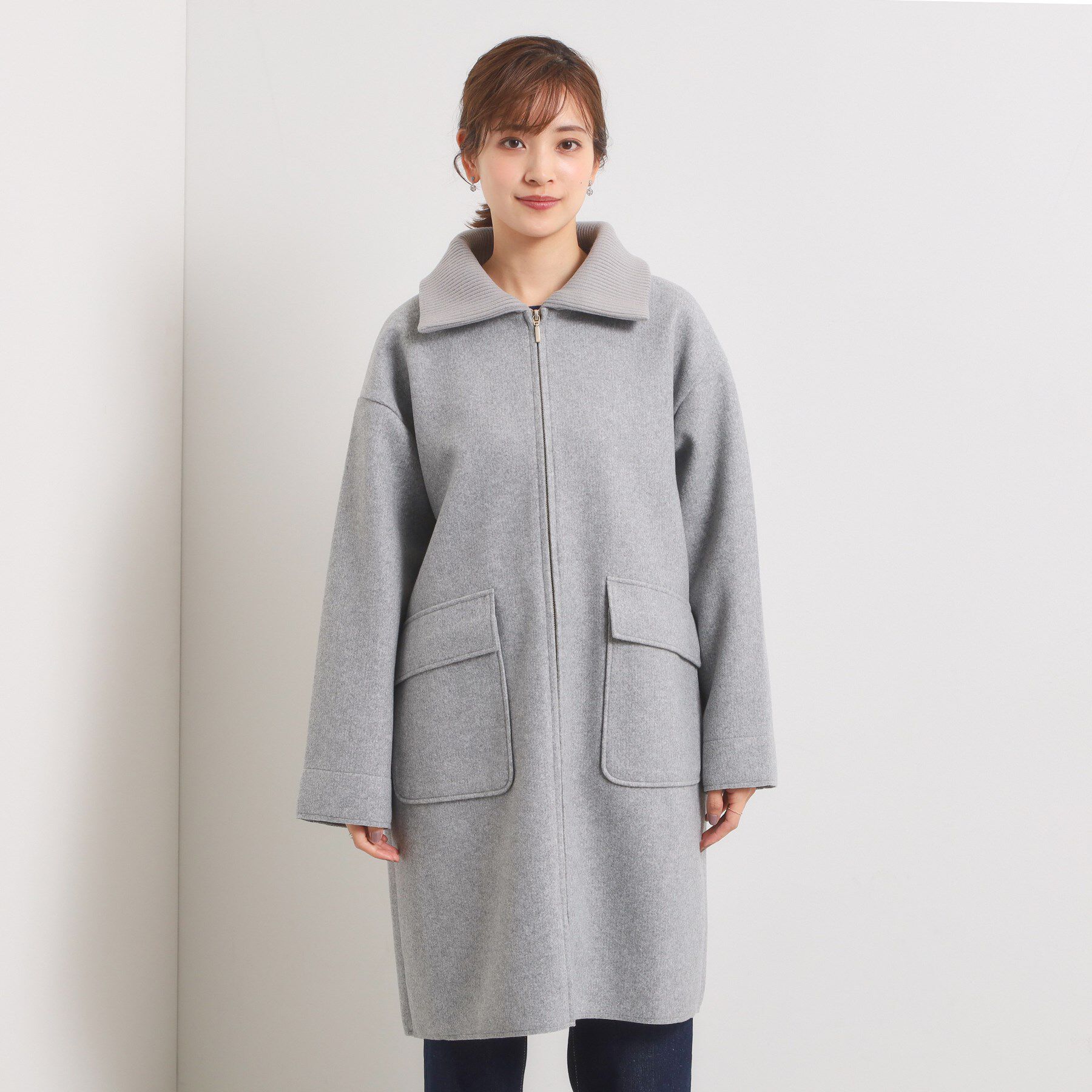 ITS&rsquo;DEMO「裏リブ襟付きコート」|ステンカラーコート|