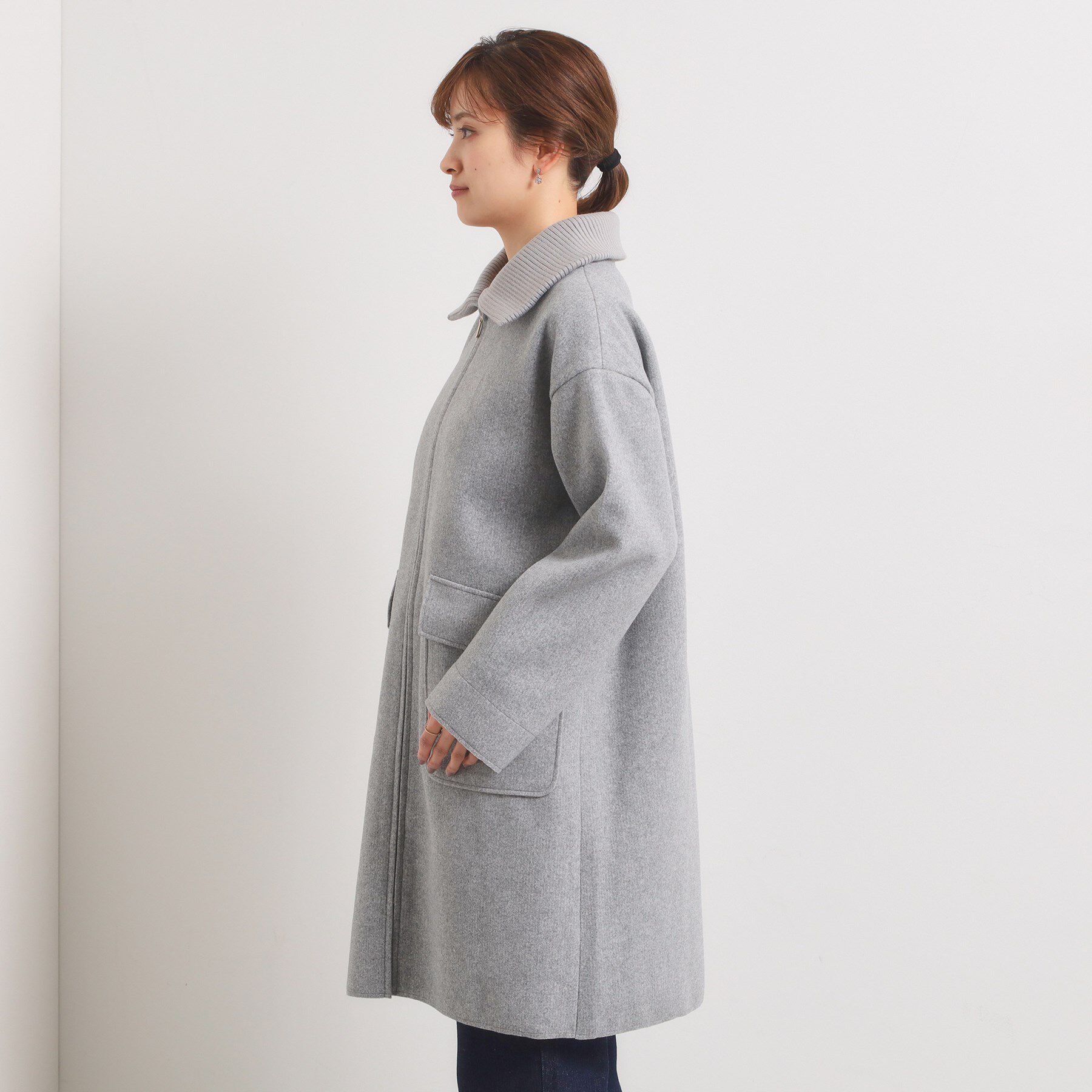 ITS&rsquo;DEMO「裏リブ襟付きコート」|ステンカラーコート|
