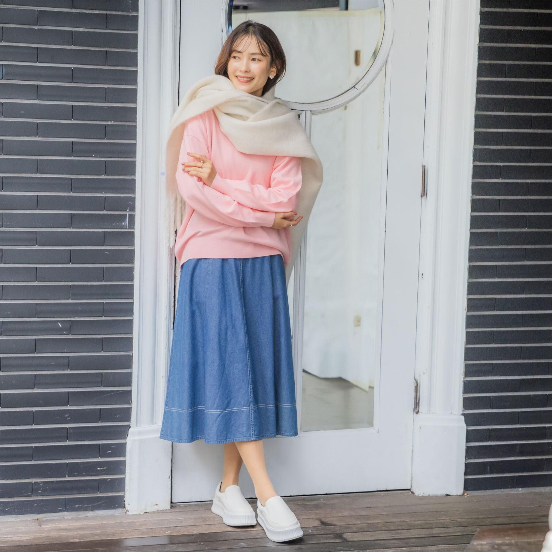 ITS&rsquo;DEMO「【静電気防止／手洗い可】クリーミータッチVネックニット」|ニット・セーター|