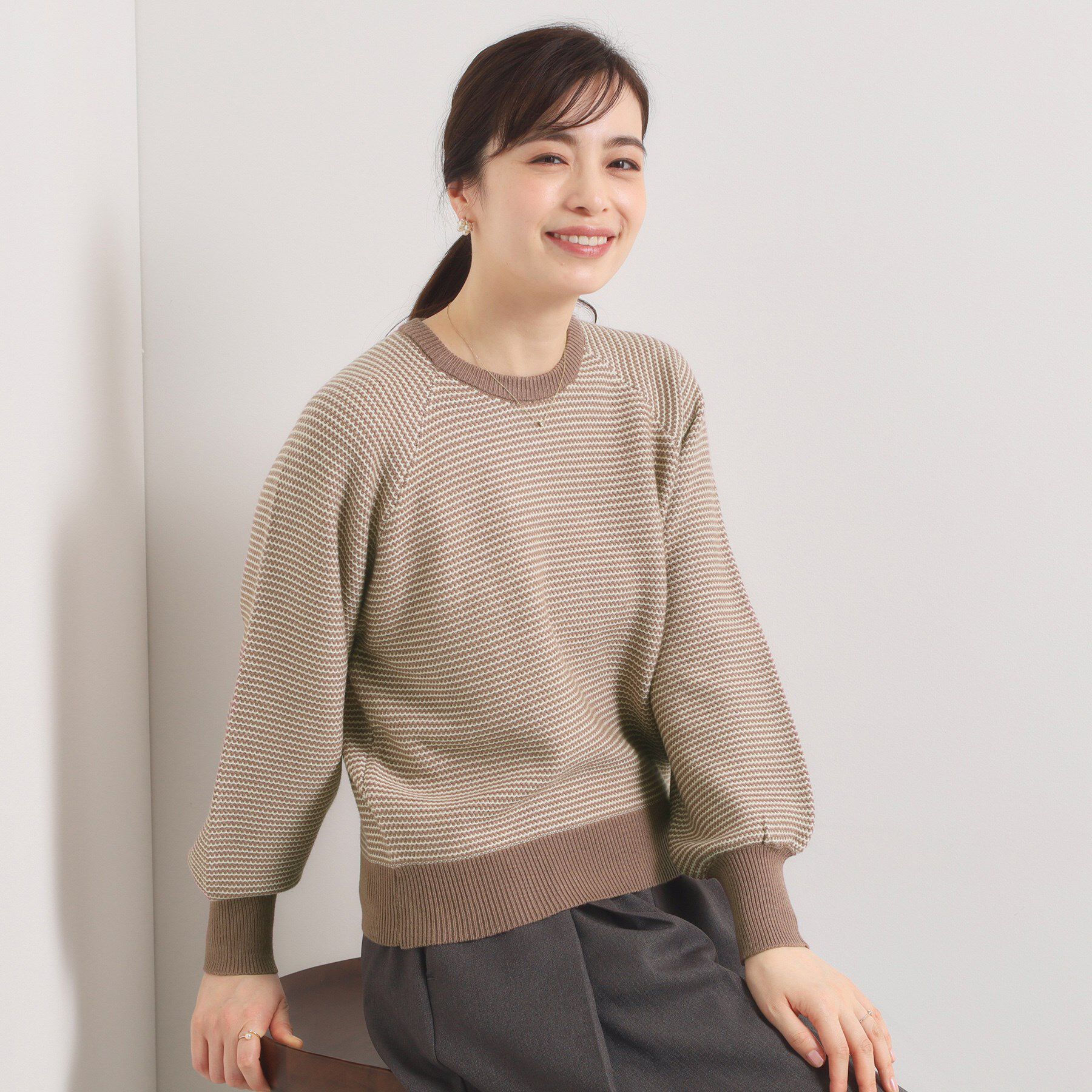 ITS&rsquo;DEMO「【手洗い可】柄編みニット」|ニット・セーター|モカブラウン(542
