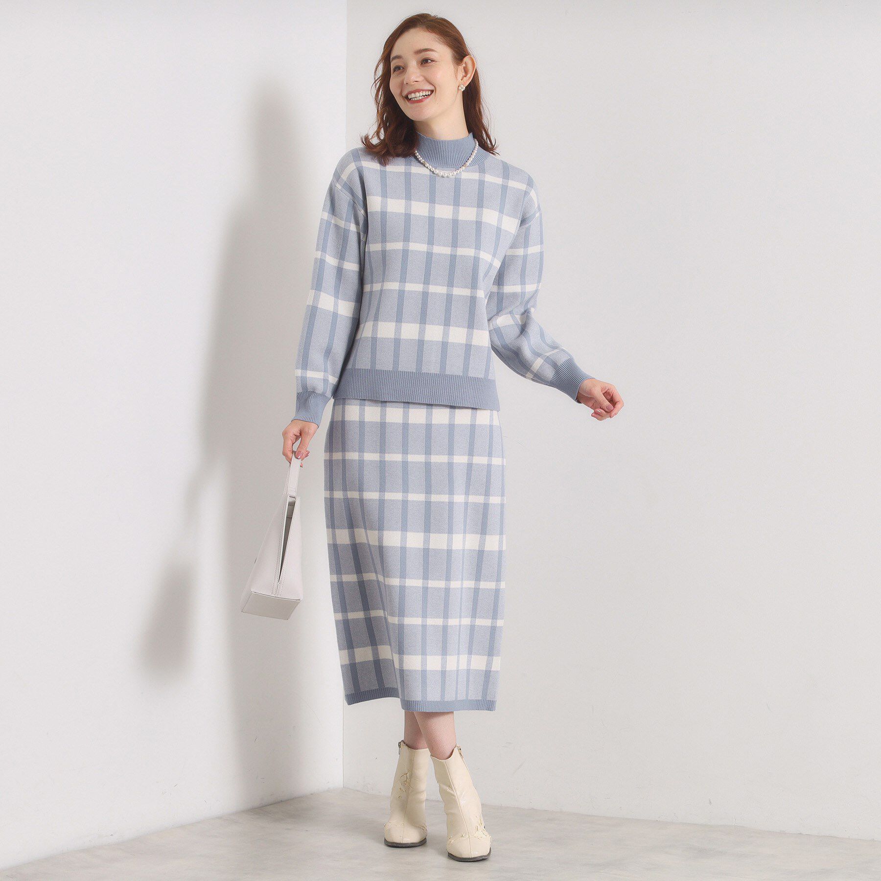 ITS&rsquo;DEMO「【手洗い可】タイトスカートニットセットアップ」|スーツ|ブルー(491)