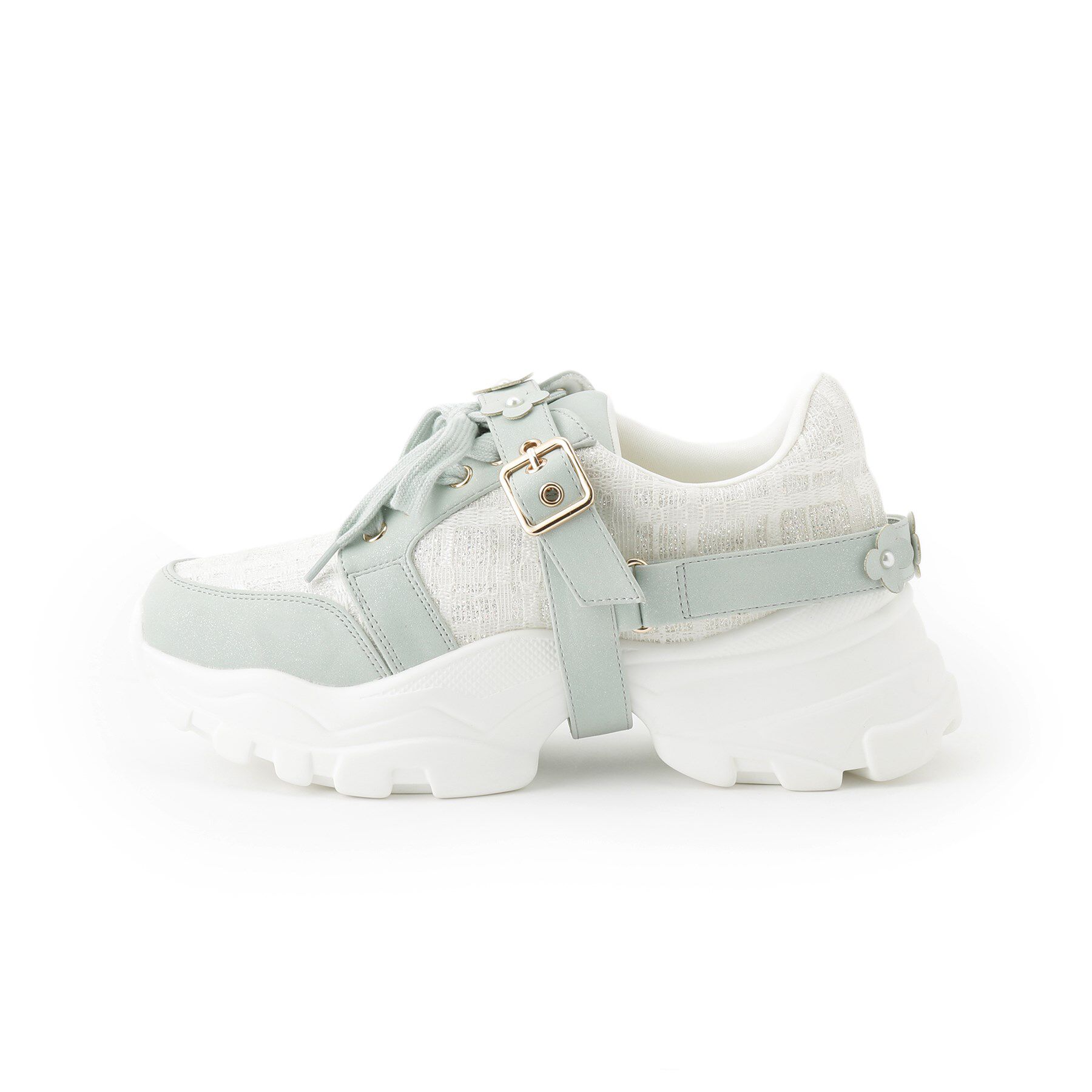 ESPERANZA「ツイード風フラワーベルト厚底スニーカー」|スニーカー|