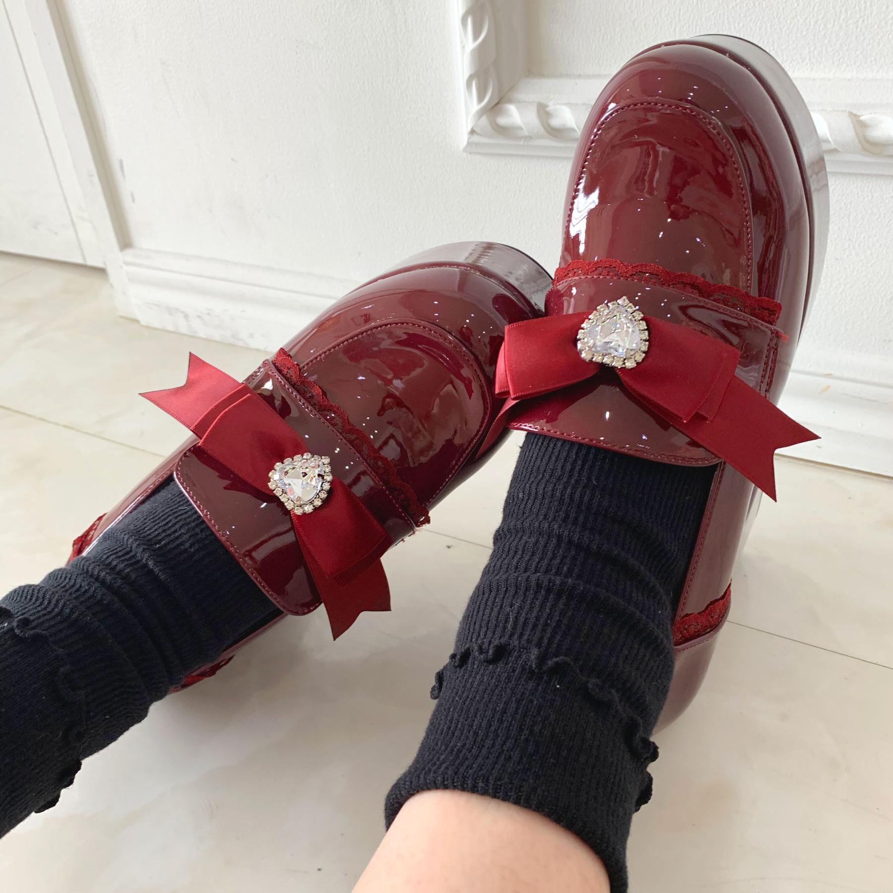 csT&P「2WAYリボン付き厚底ローファー」|パンプス|レッド(263)