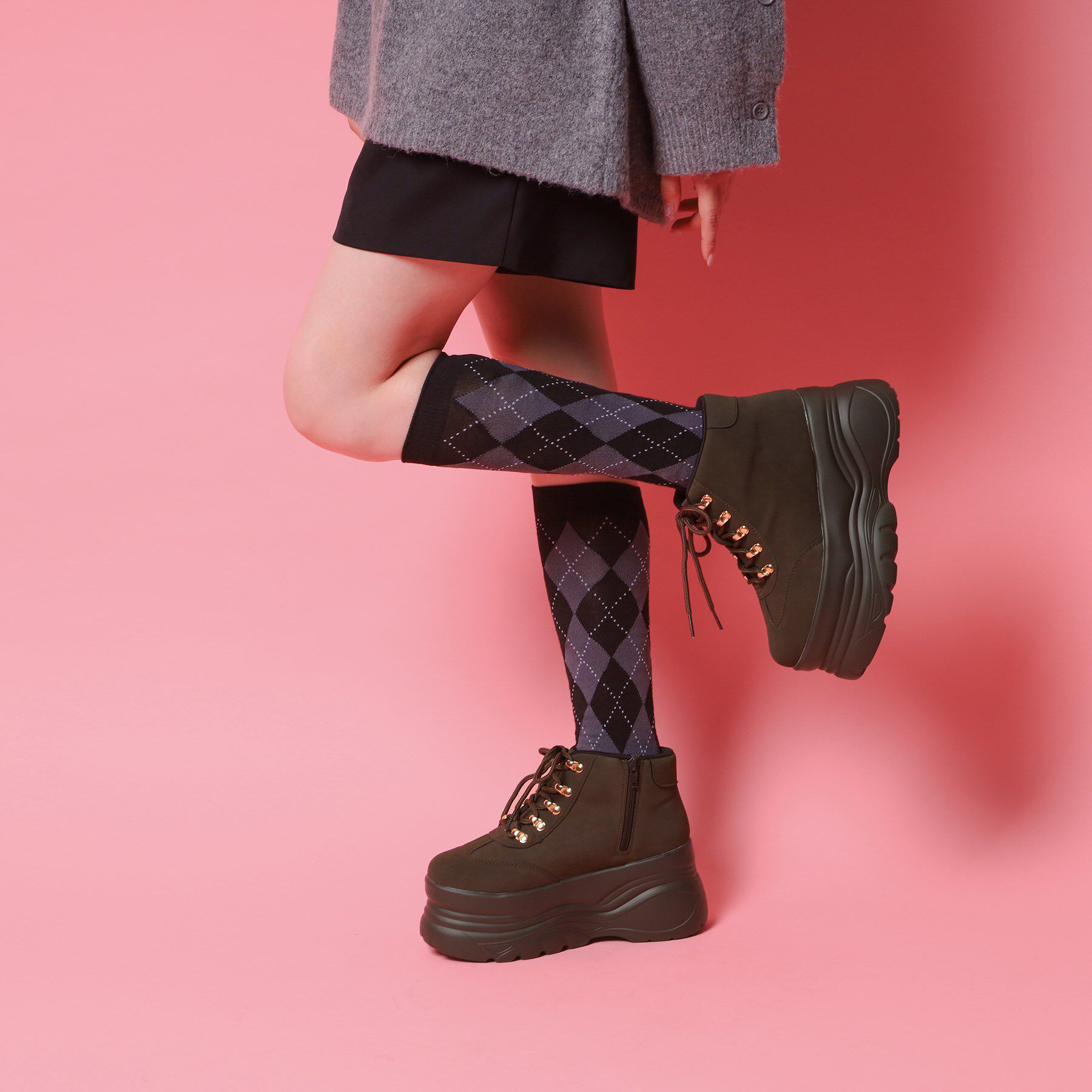 csT&P「厚底ハイカットスニーカー」|スニーカー|ブラウン(043)