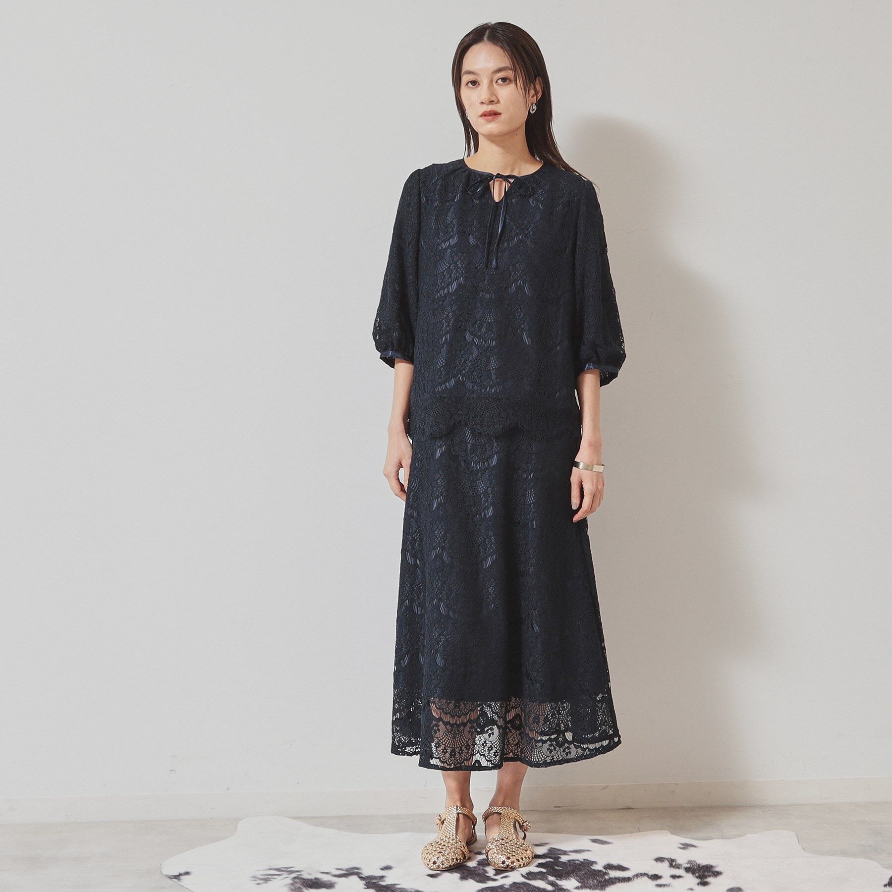 SunaUna「【春色／セットアップ可】裾スカラレースブラウス」|シャツ・ブラウス|