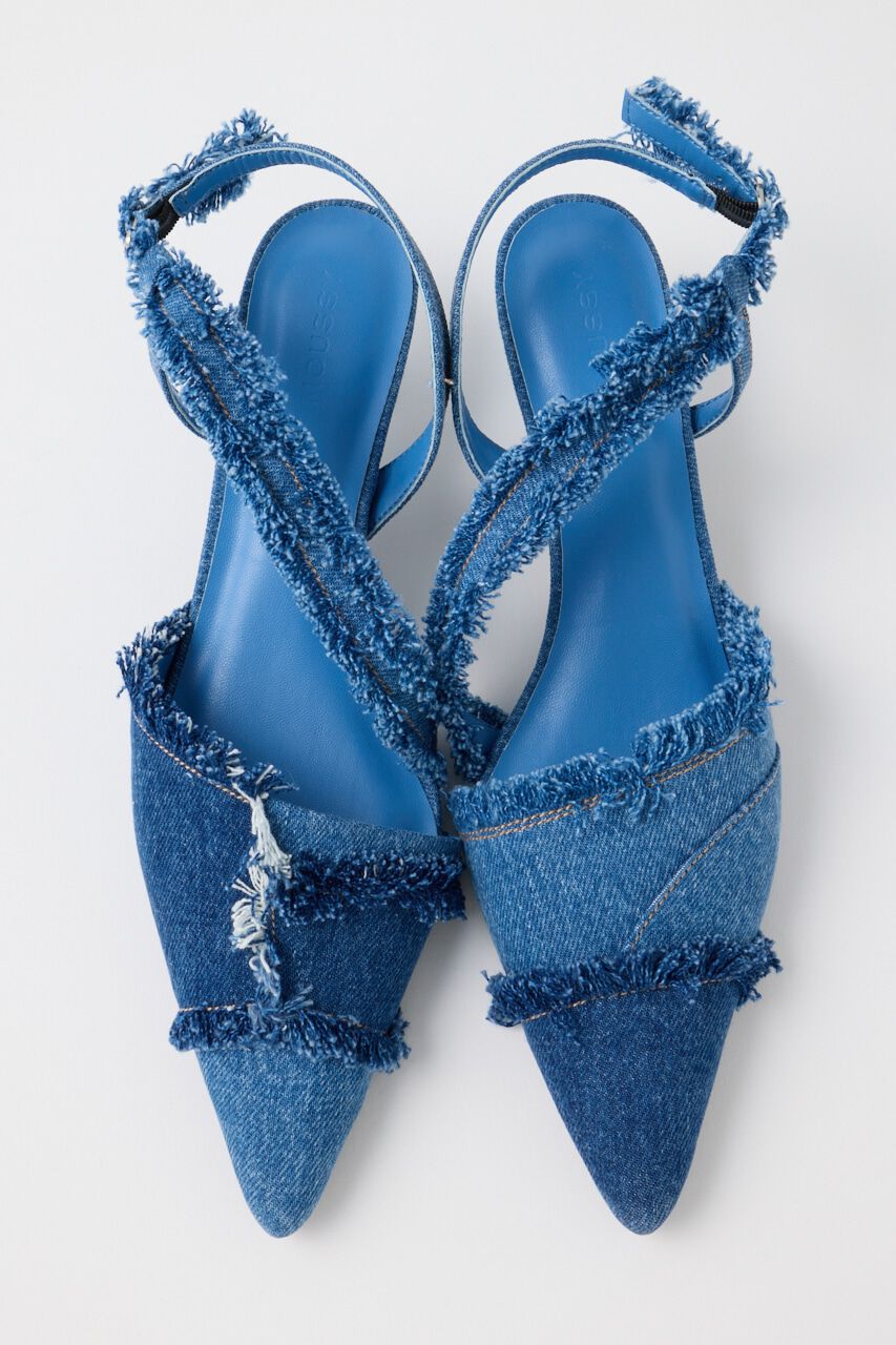 MOUSSY「REMAKE DENIM POINTY HEEL パンプス」|スリッポン|BLU