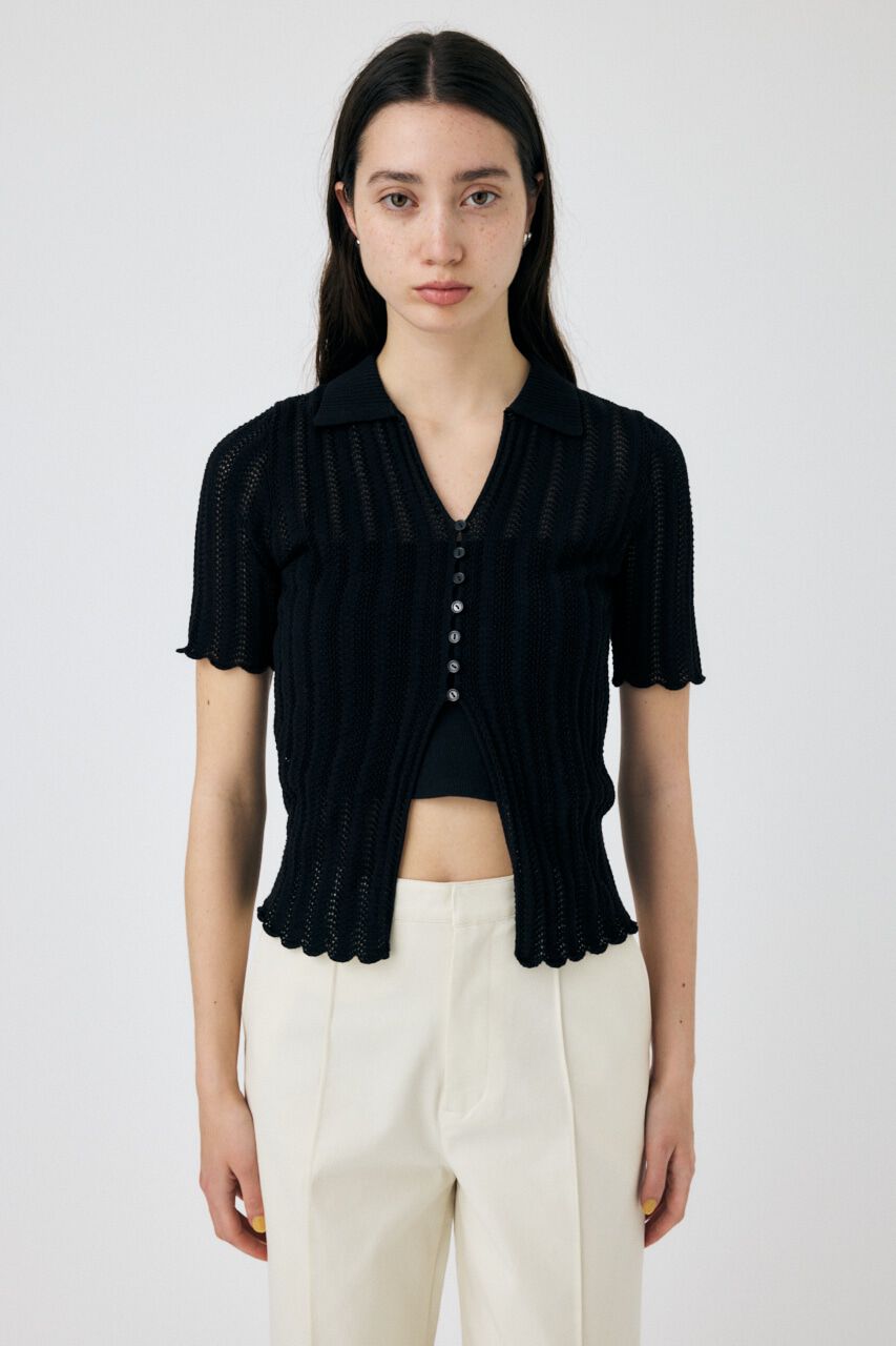 MOUSSY「COTTON KNIT OPENWORK カーディガン」|ニット・セーター|