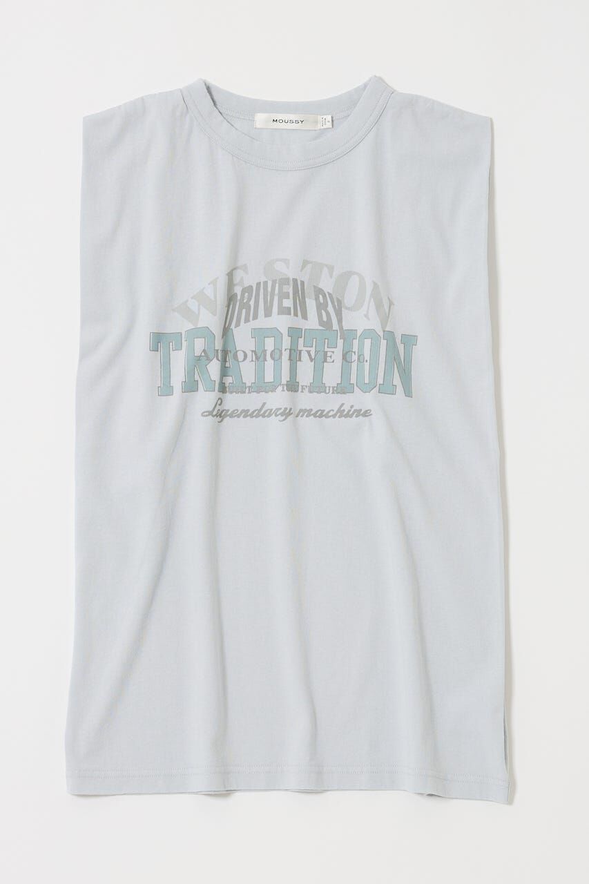 MOUSSY「OVERLAPPING LOGOS ノースリーブ TEE」|タンクトップ|