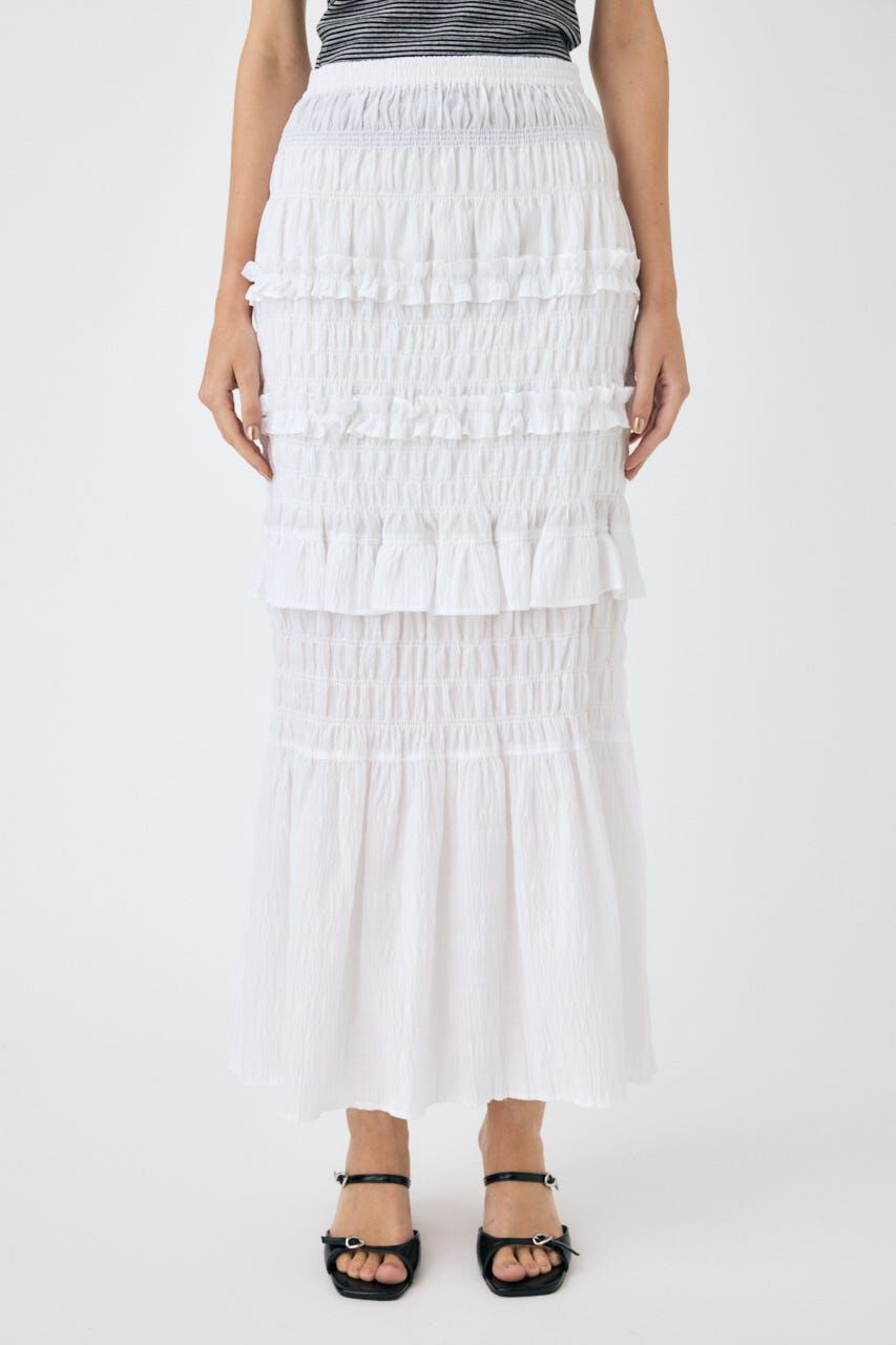 MOUSSY「SHIRRING LONG スカート」|スカート|WHT