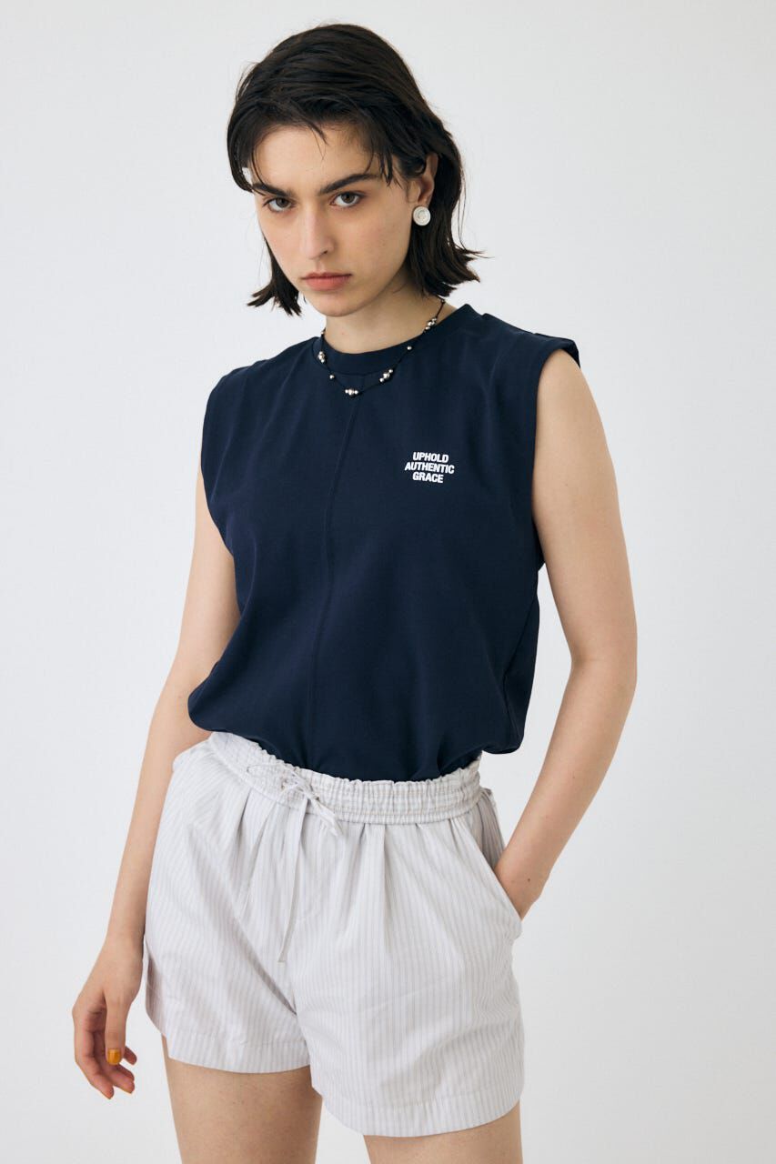 MOUSSY「TINY LETTER SLEEVELESS トップス」|その他|NVY