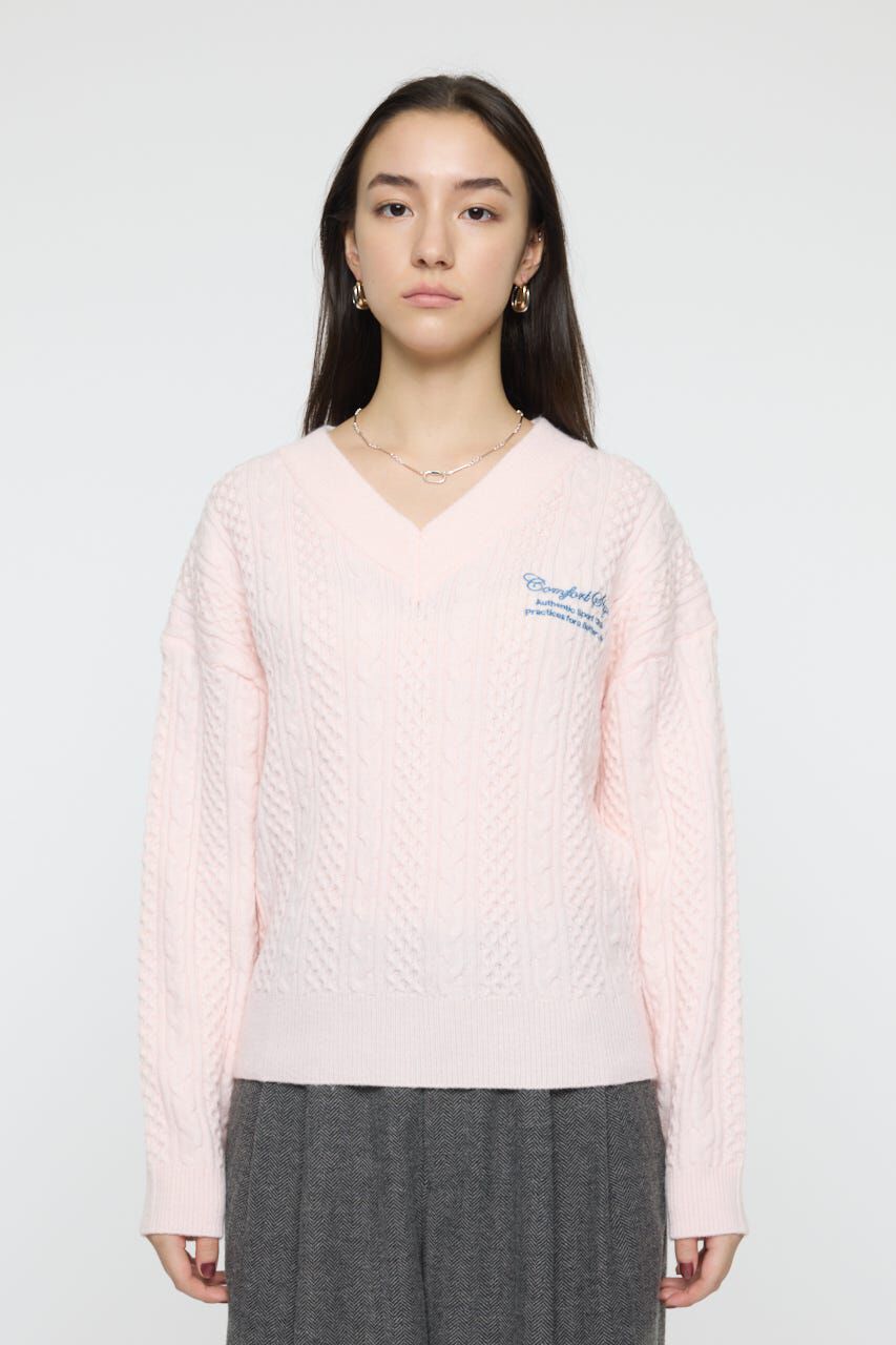 MOUSSY「CABLE V NECK ニット」|ニット・セーター|