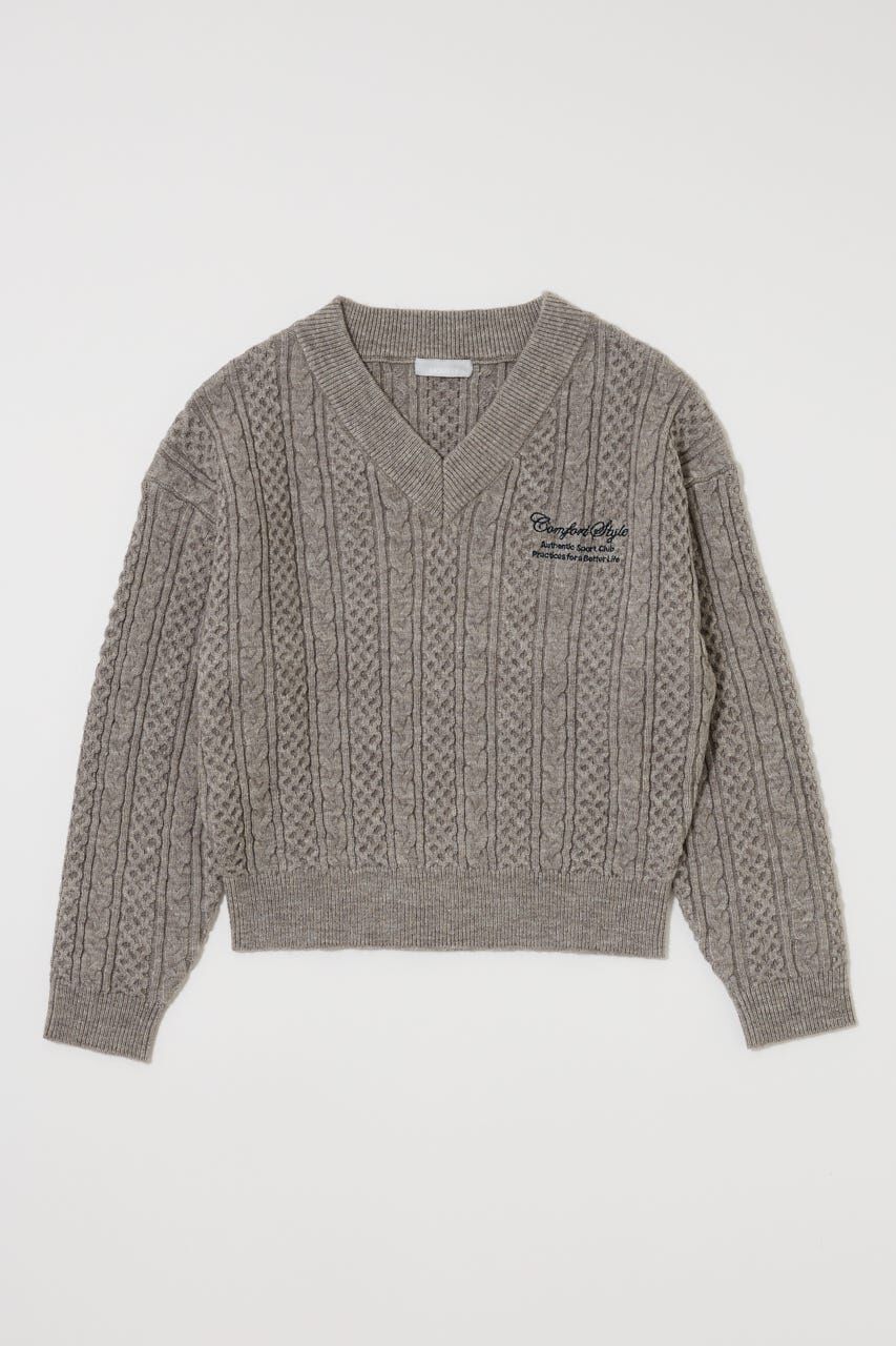MOUSSY「CABLE V NECK ニット」|ニット・セーター|