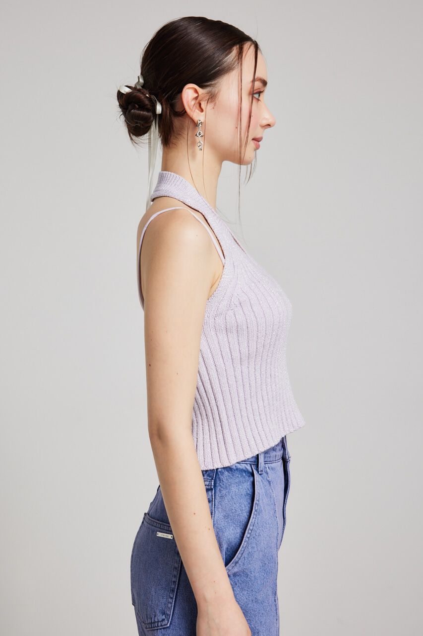 rienda「ホルターNCクロップドKnit TOP」|タンクトップ|