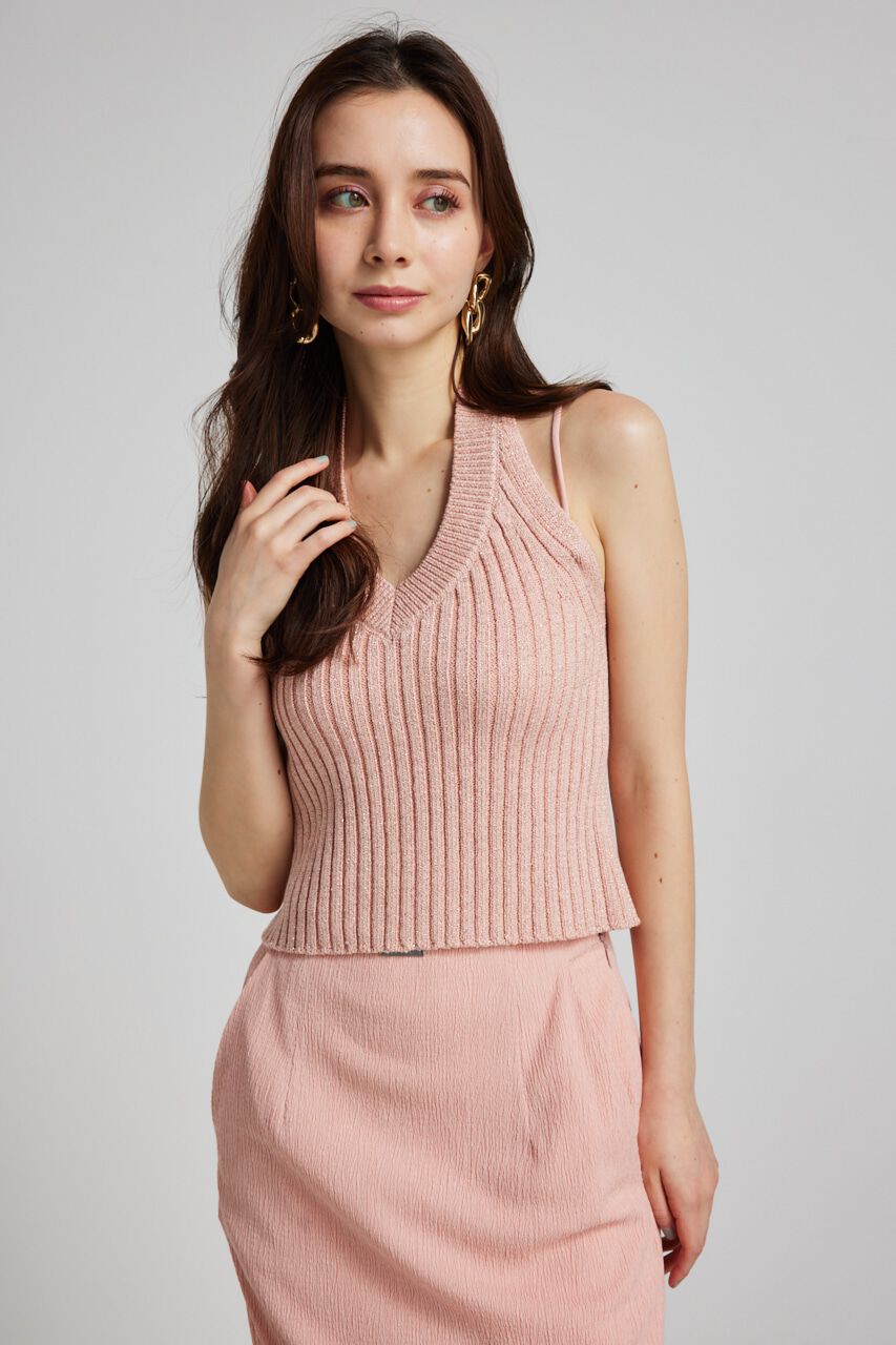 rienda「ホルターNCクロップドKnit TOP」|タンクトップ|