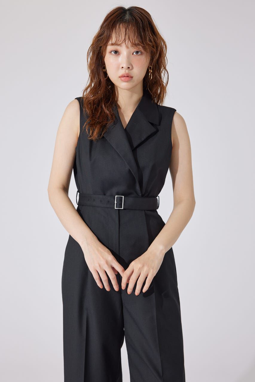 rienda「テーラードデザインノースリーブロンパース」|ワンピース|