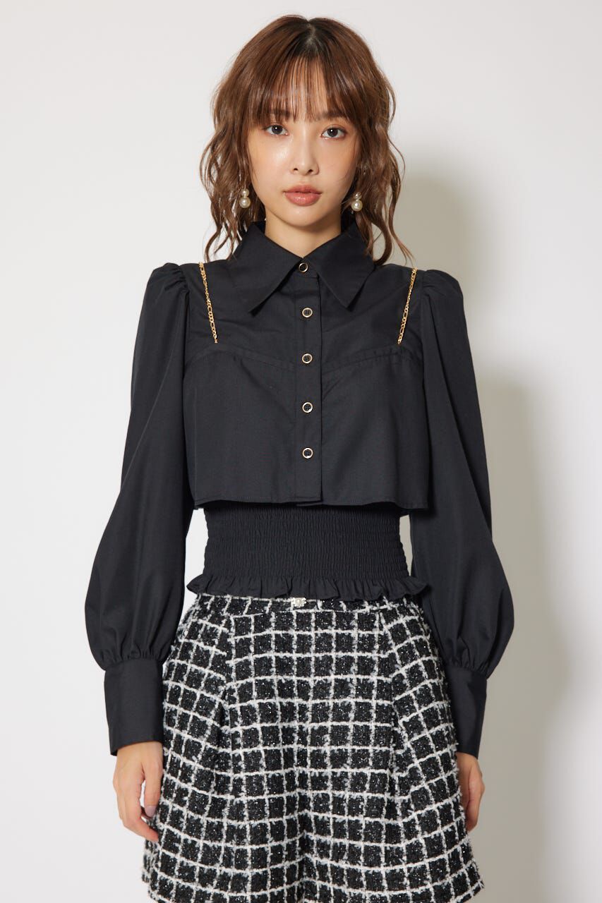 rienda「チェーンデザインシャーリングブラウス」|シャツ・ブラウス|