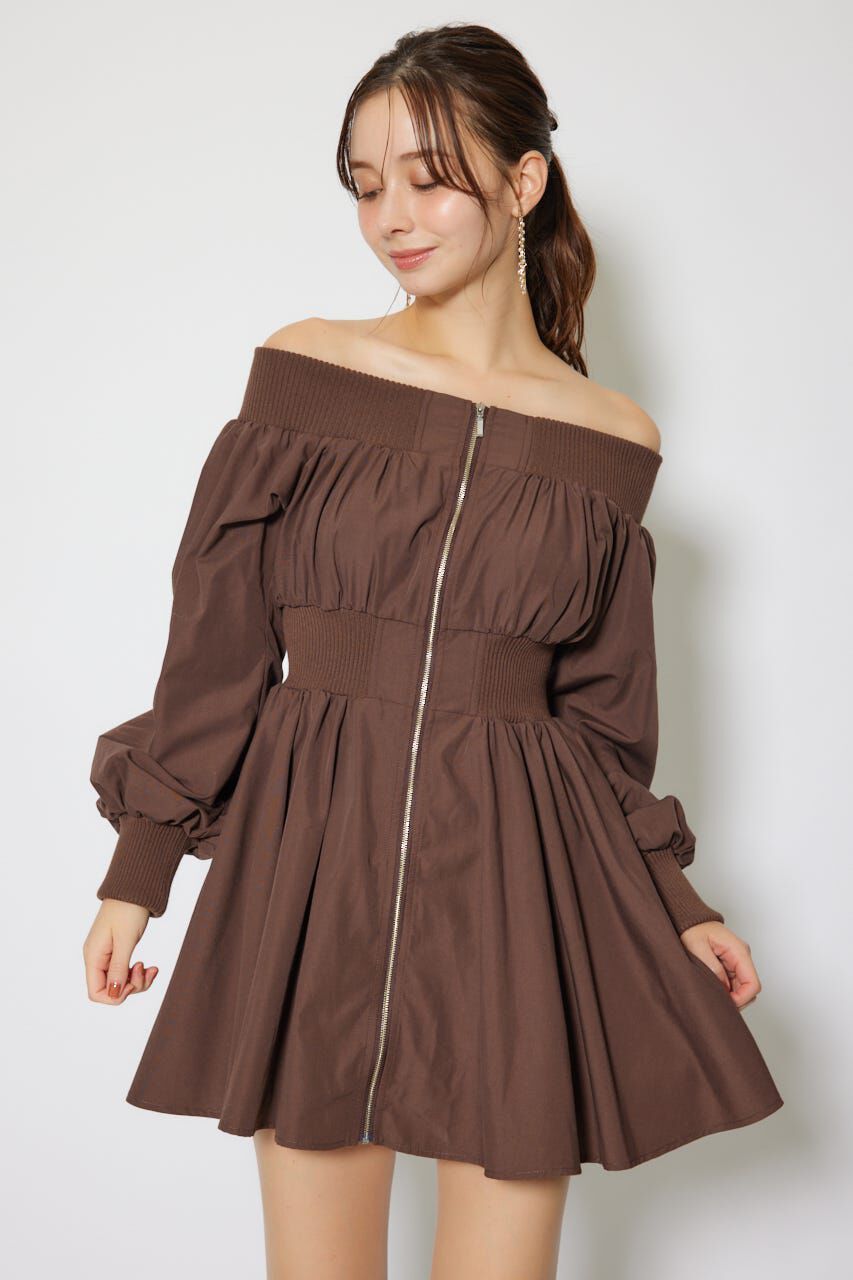 rienda「MA-1オフショルロングスリーブミニワンピース」|ワンピース|