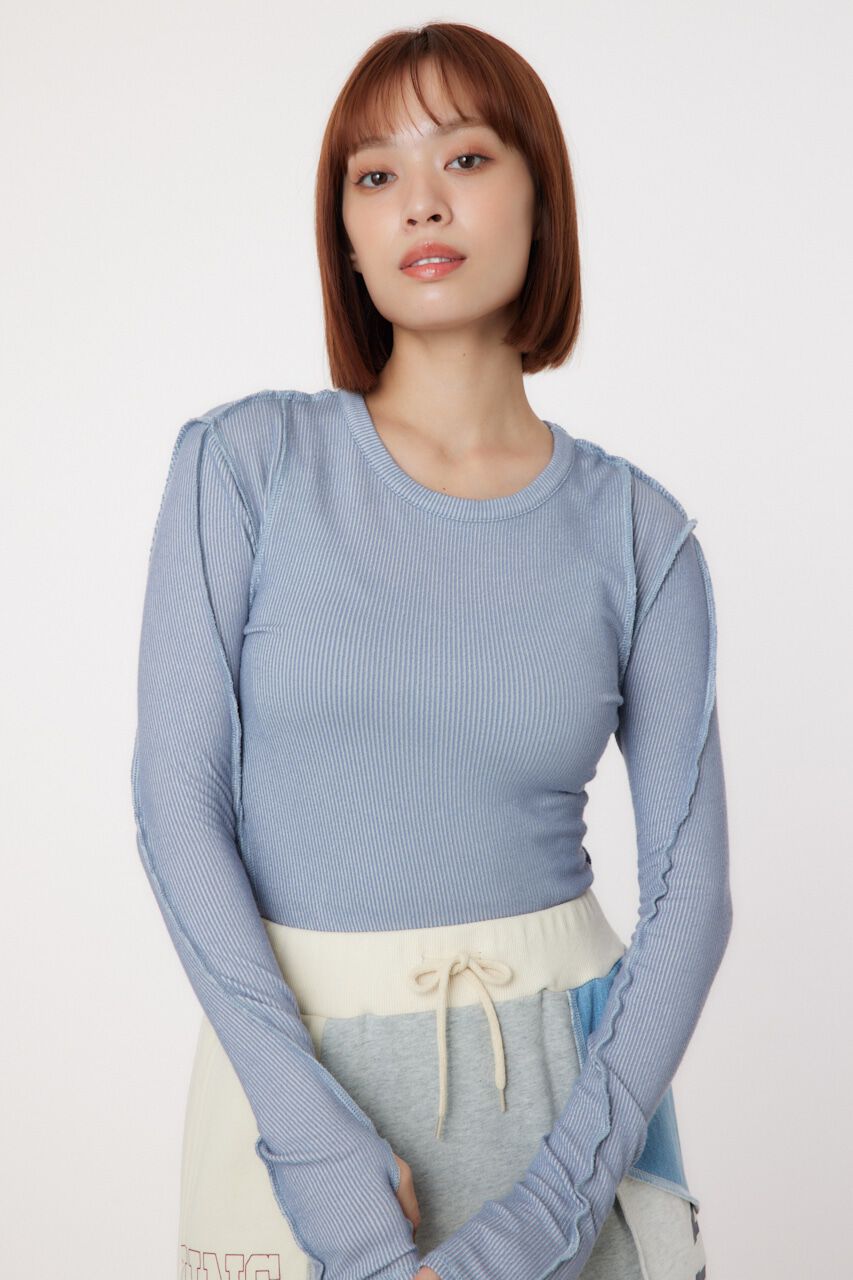 RODEO CROWNS「STITCH SLIM リブトップス」|Tシャツ・カットソー|SAX