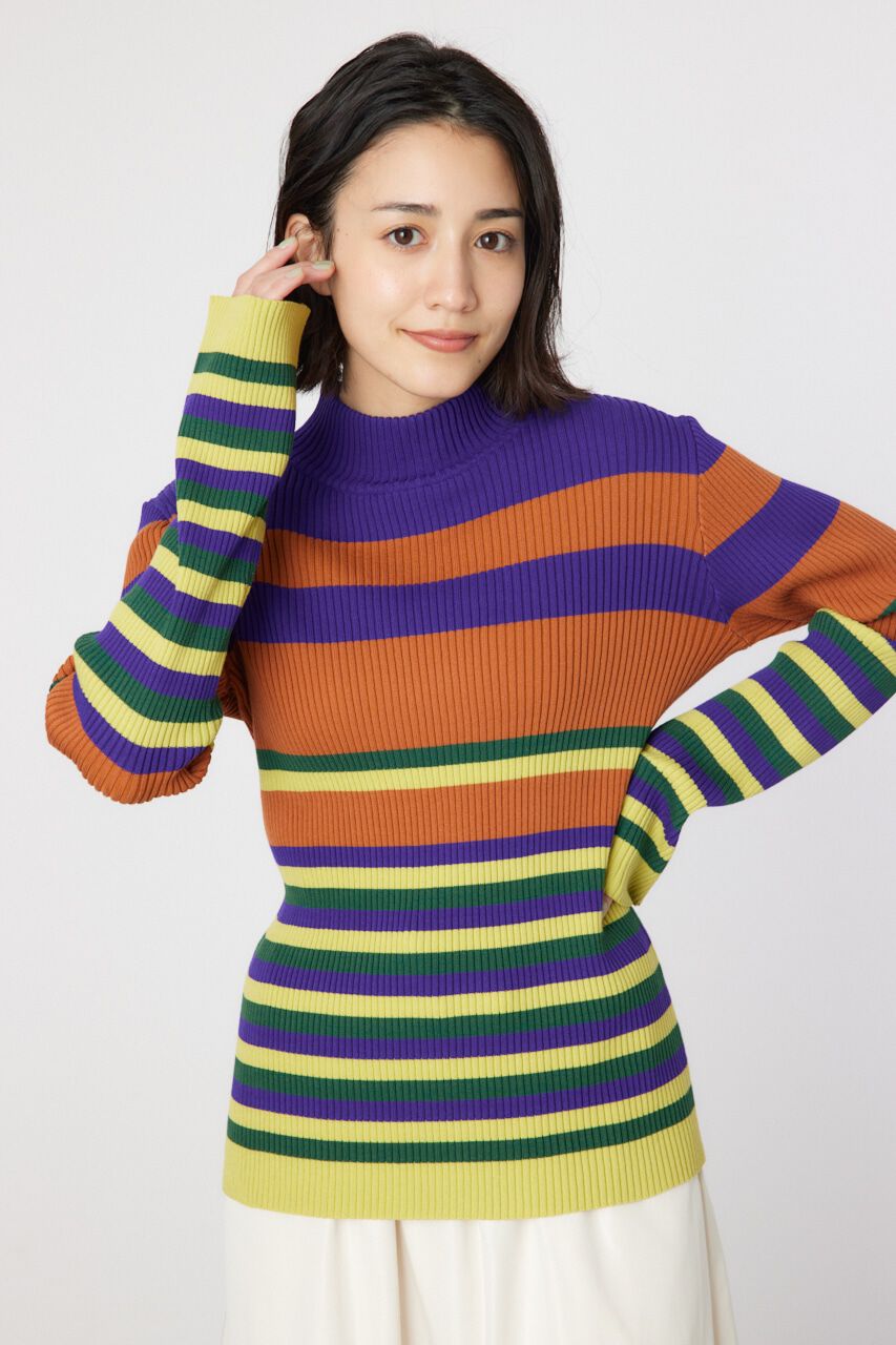 RODEO CROWNS「マルチボーダーハイネックトップス」|ニット・セーター|