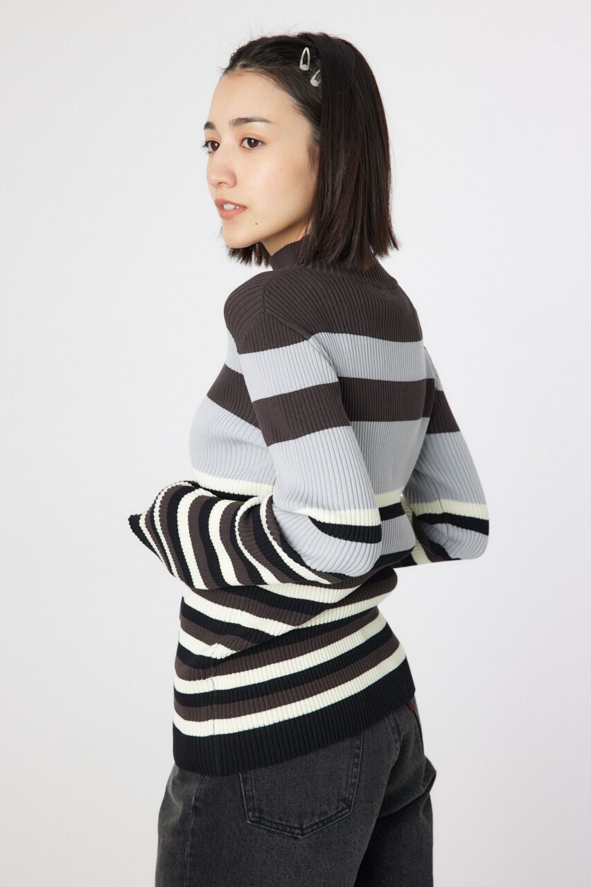 RODEO CROWNS「マルチボーダーハイネックトップス」|ニット・セーター|
