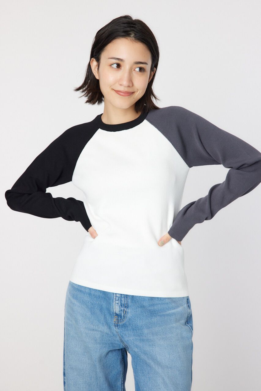 RODEO CROWNS「クレイジーラグランニットトップス」|ニット・セーター|柄WHT5