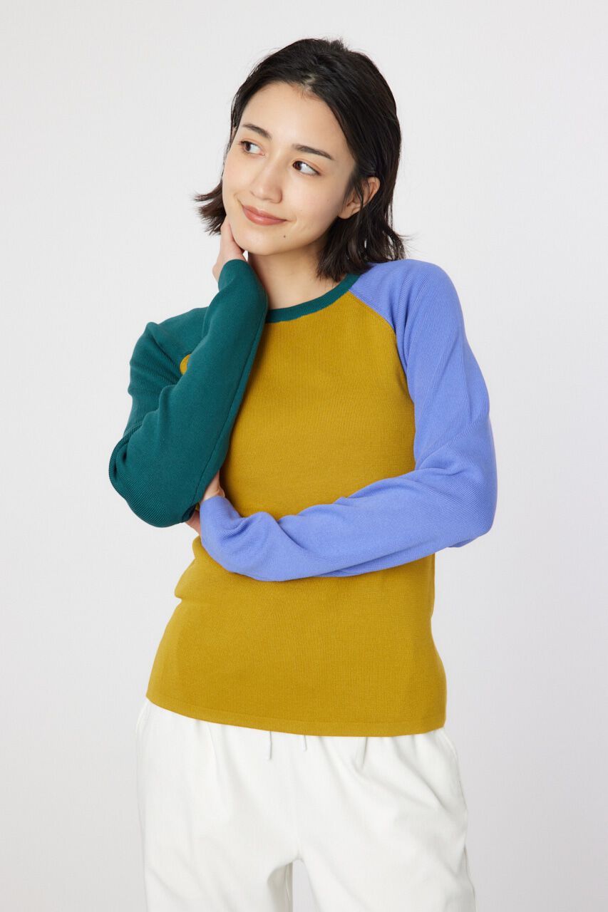 RODEO CROWNS「クレイジーラグランニットトップス」|ニット・セーター|柄YEL5