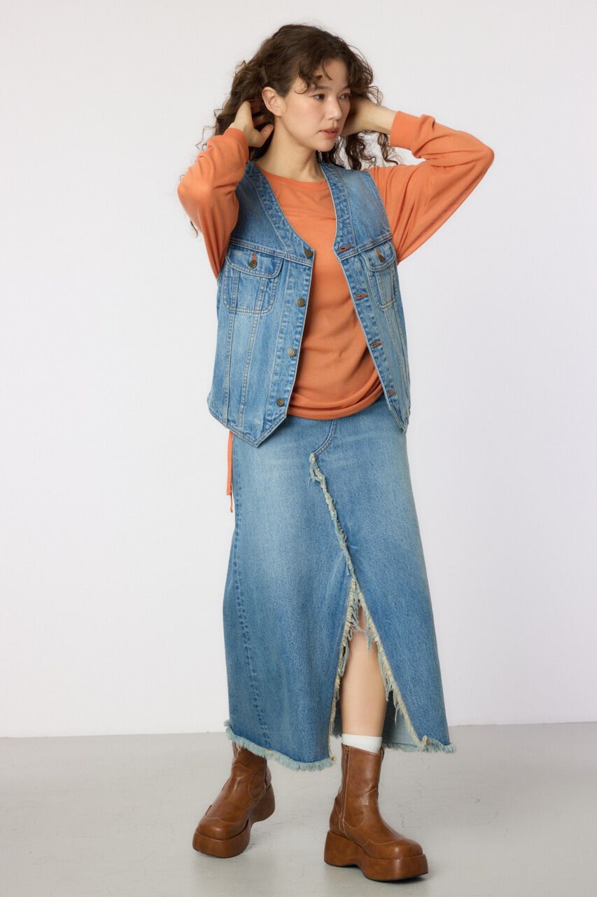 RODEO CROWNS「V CUT デニムベスト」|ダウンベスト・ベスト|