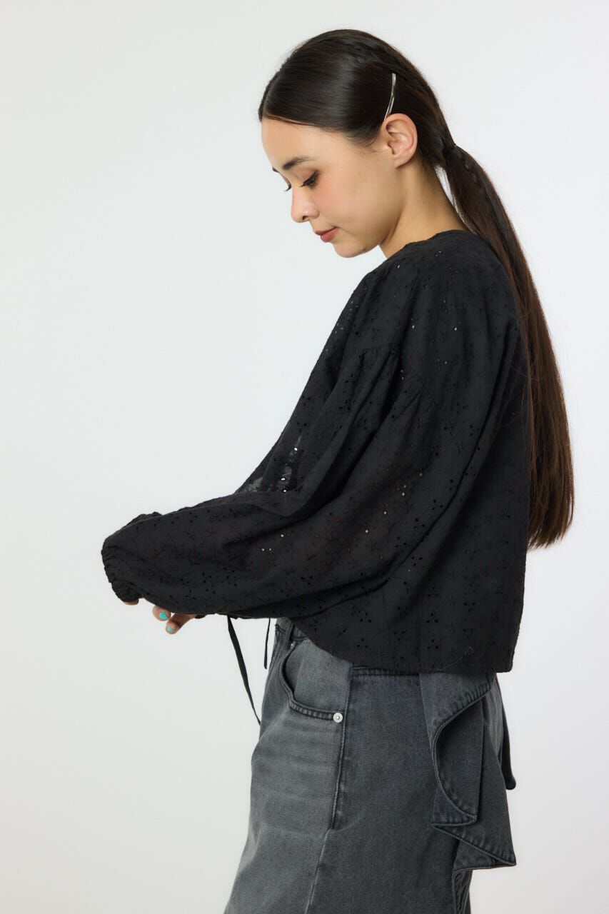 RODEO CROWNS「ノーカラーレースカーディガン」|シャツ・ブラウス|